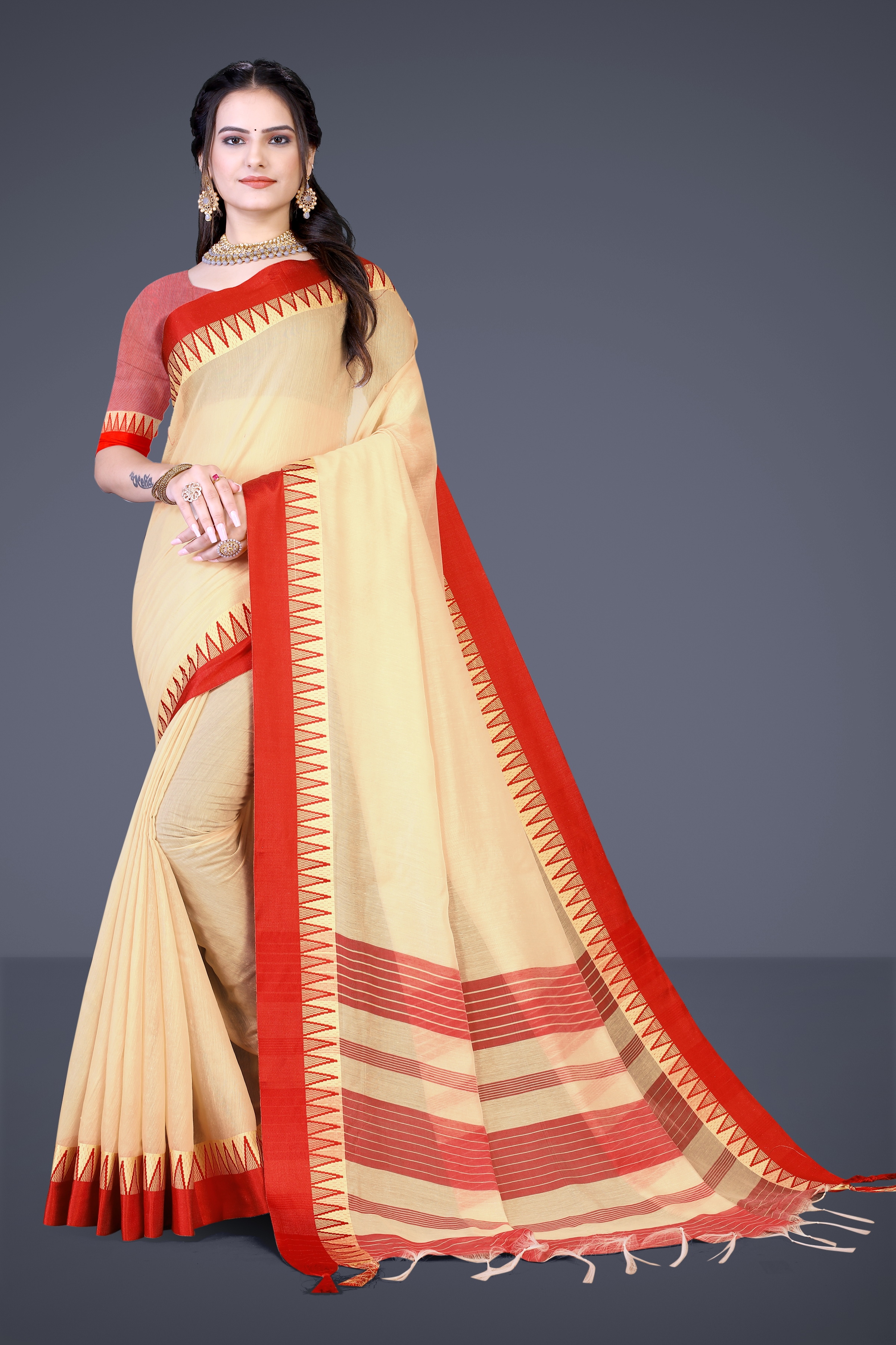 Vairagee | Vairagee  Beautiful Ethnic Wear Cotton Blend  Casual  Saree 0