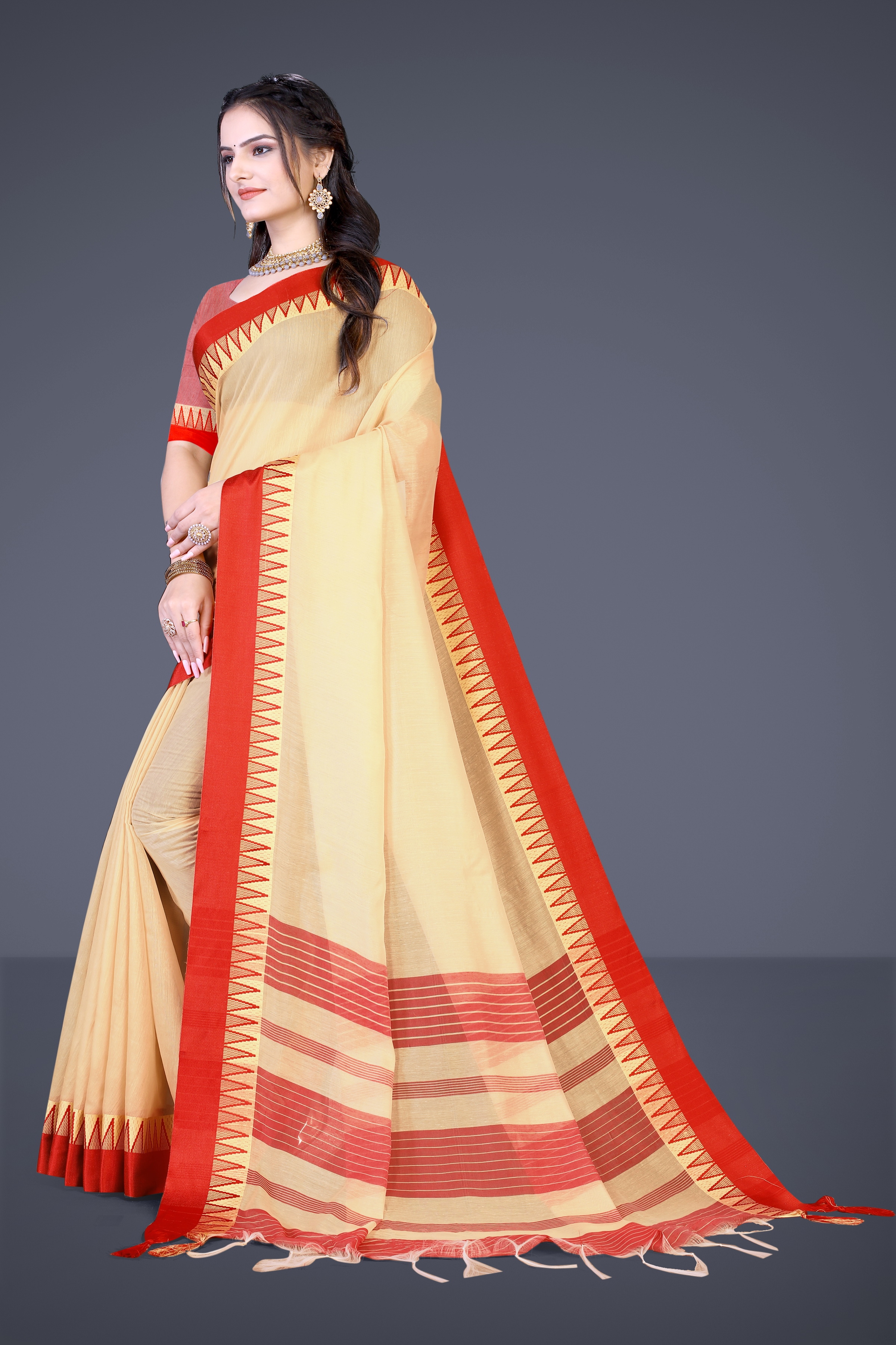 Vairagee | Vairagee  Beautiful Ethnic Wear Cotton Blend  Casual  Saree 1