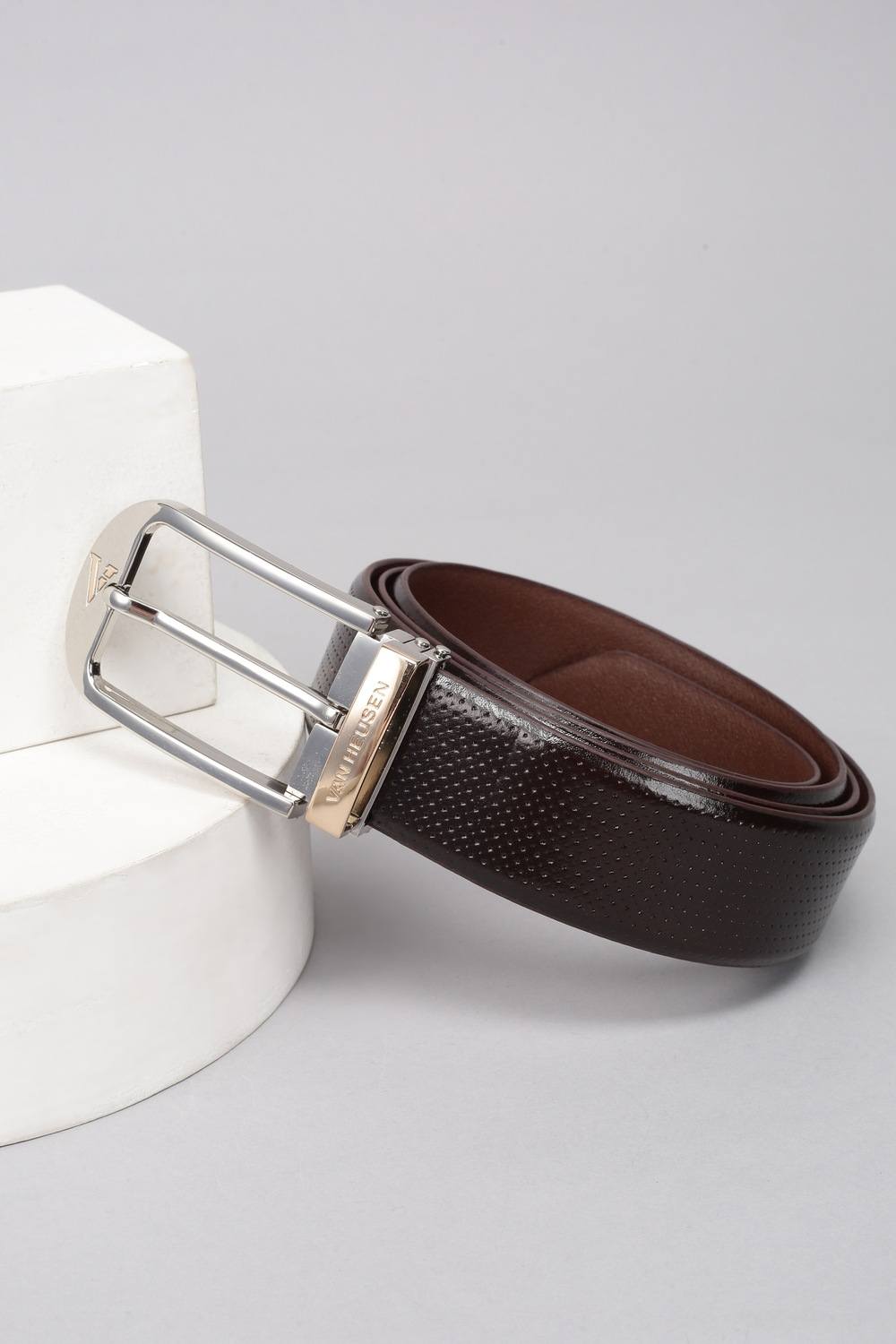 Men Brown Textured Formal Belt