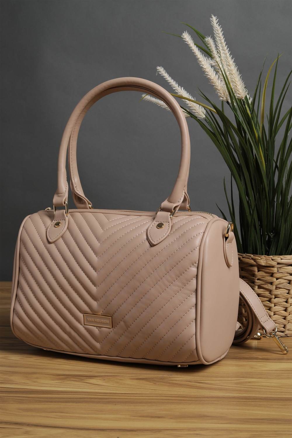 Women Beige Solid Casual Handbag