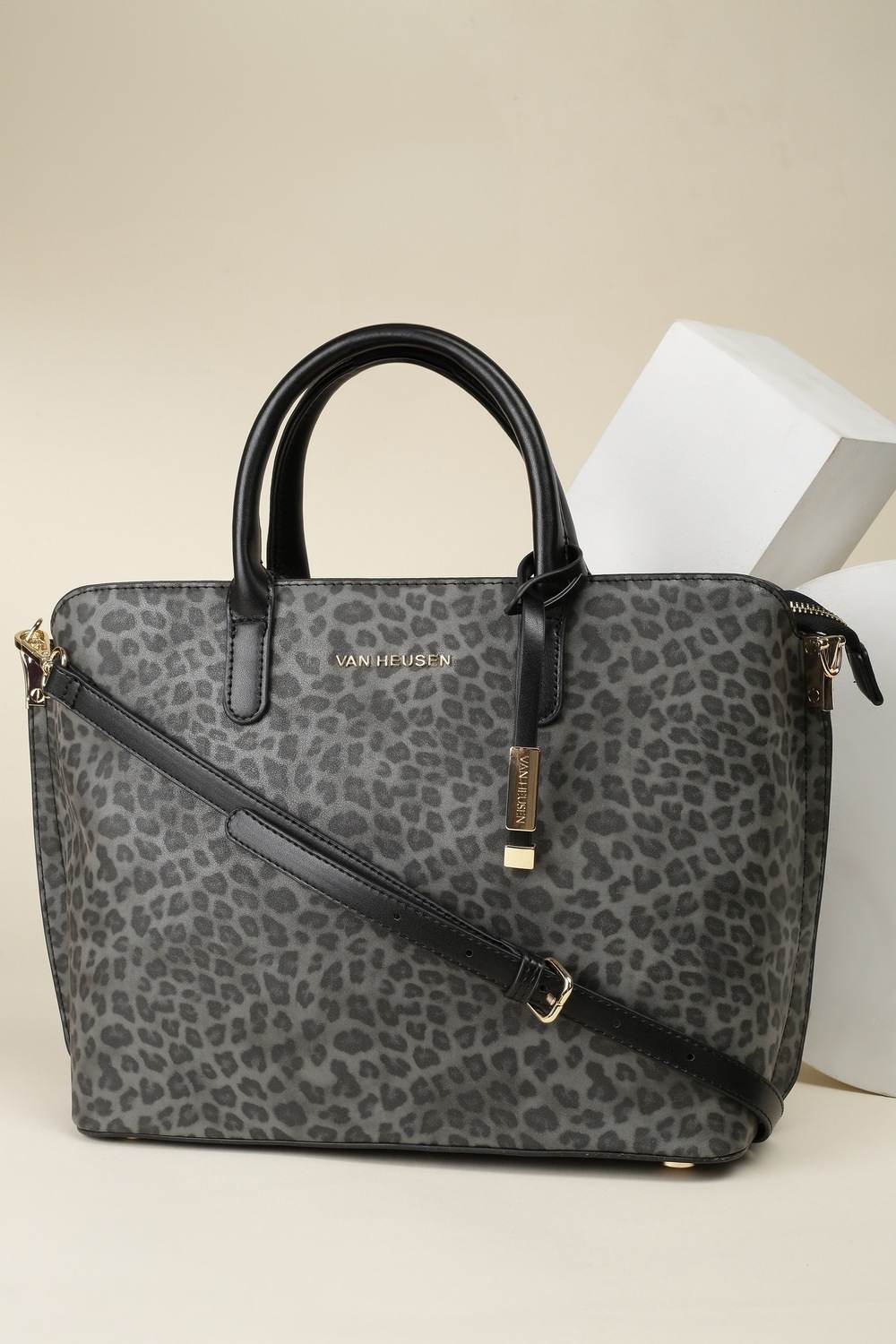 Women Grey Print Formal Handbag