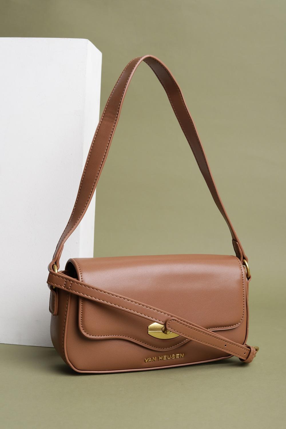 Women Brown Solid Casual Sling Bag