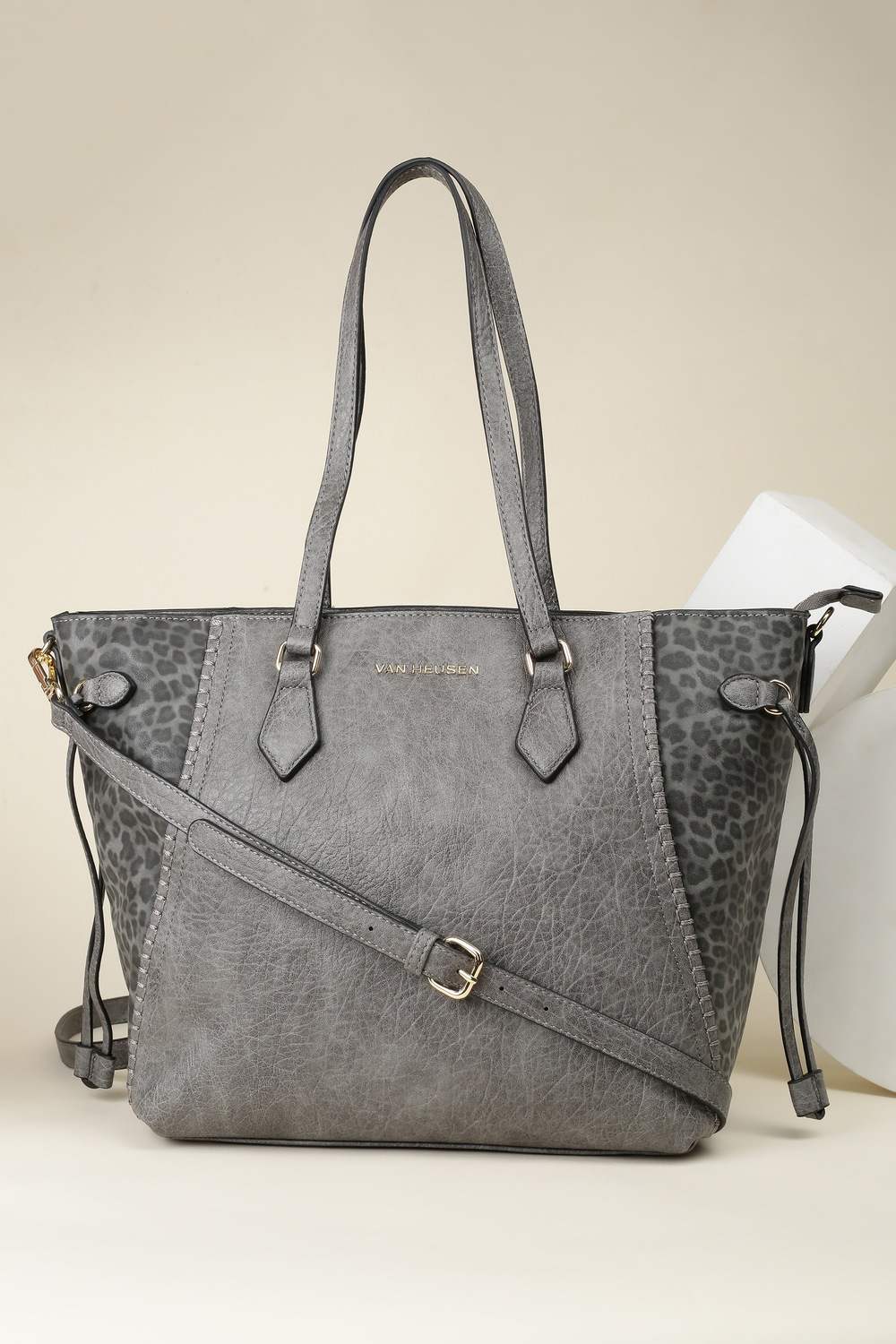 Women Grey Print Formal Handbag