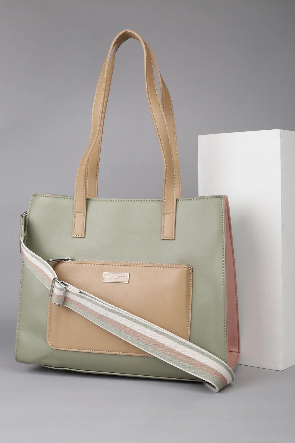 Women Green Patterned Formal Handbag