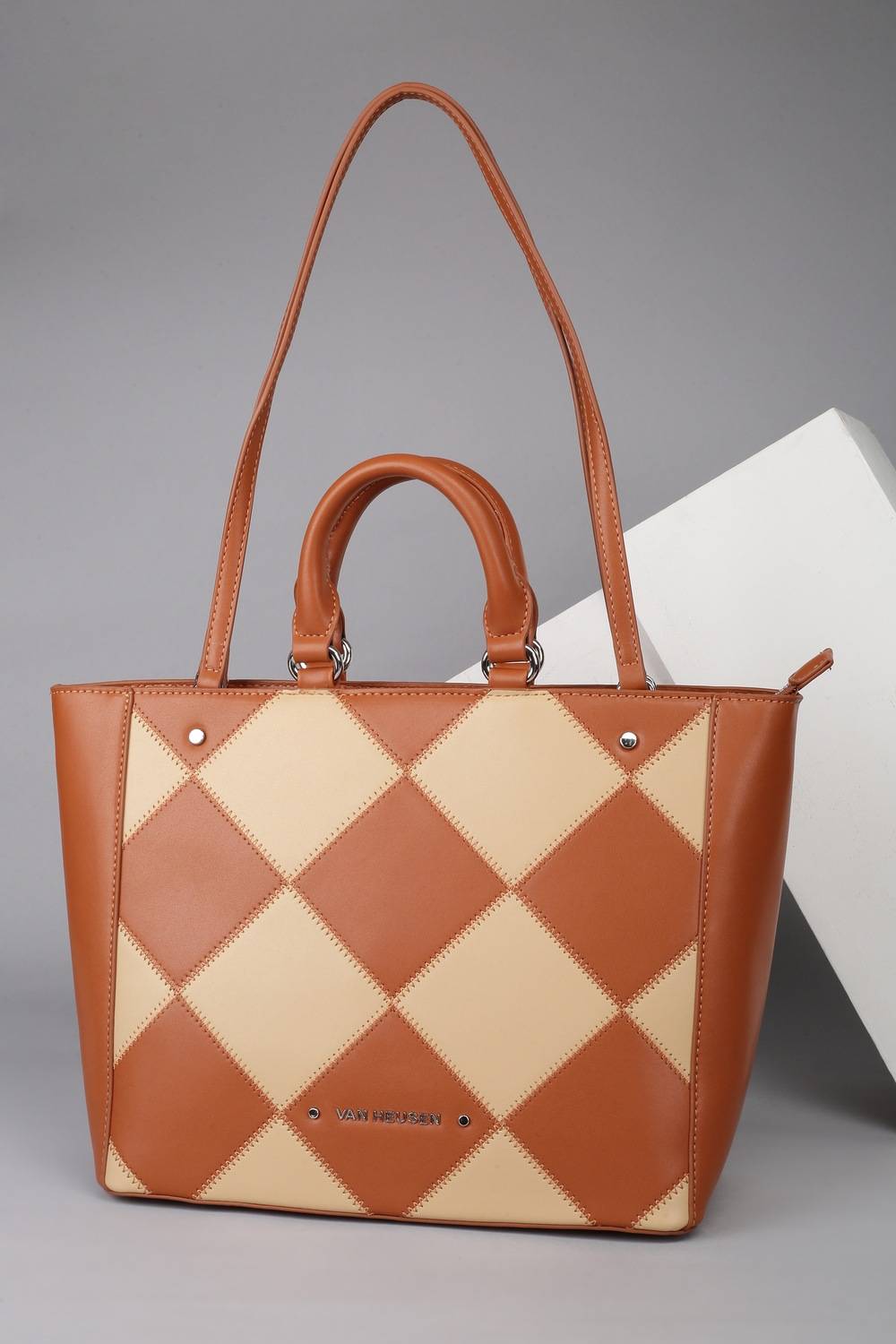 Women Brown Print Formal Handbag