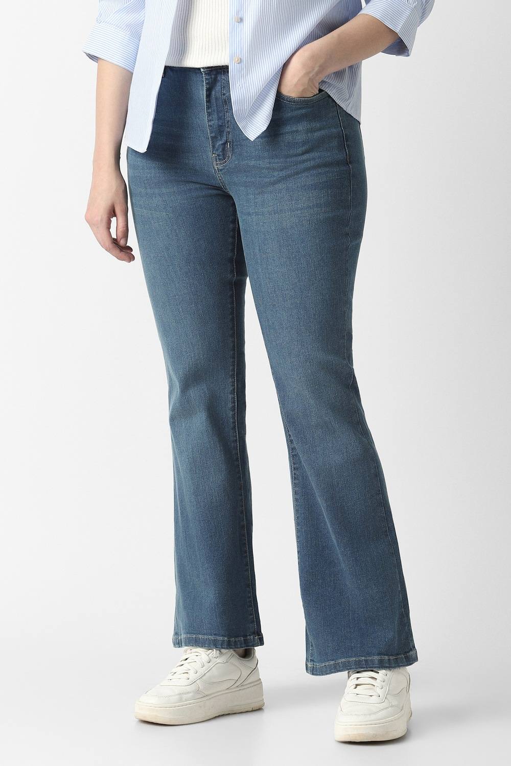 Women Blue Mid Wash Jeans