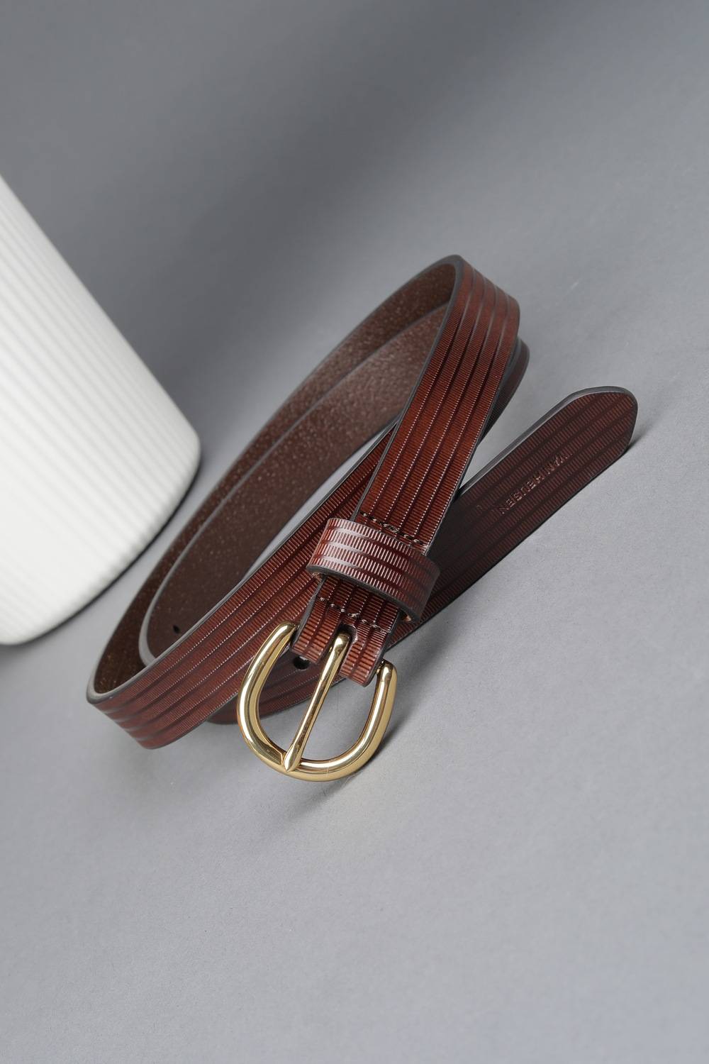 Women Brown Textured Casual Belt