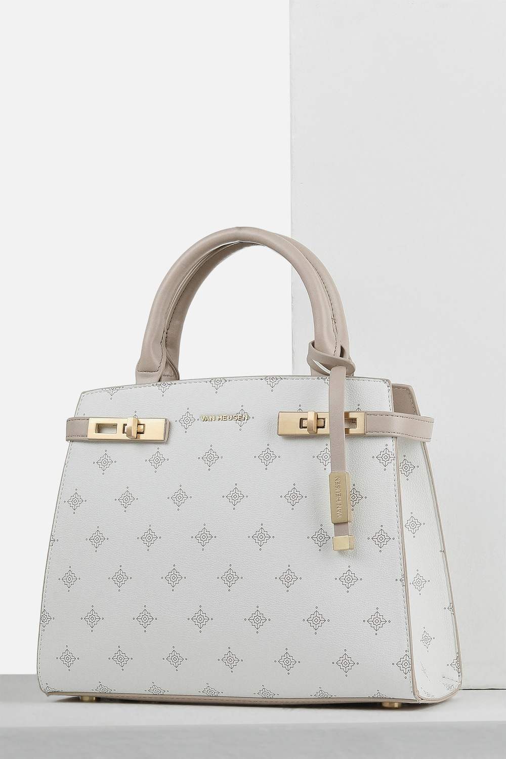 Women White Print Casual Handbag