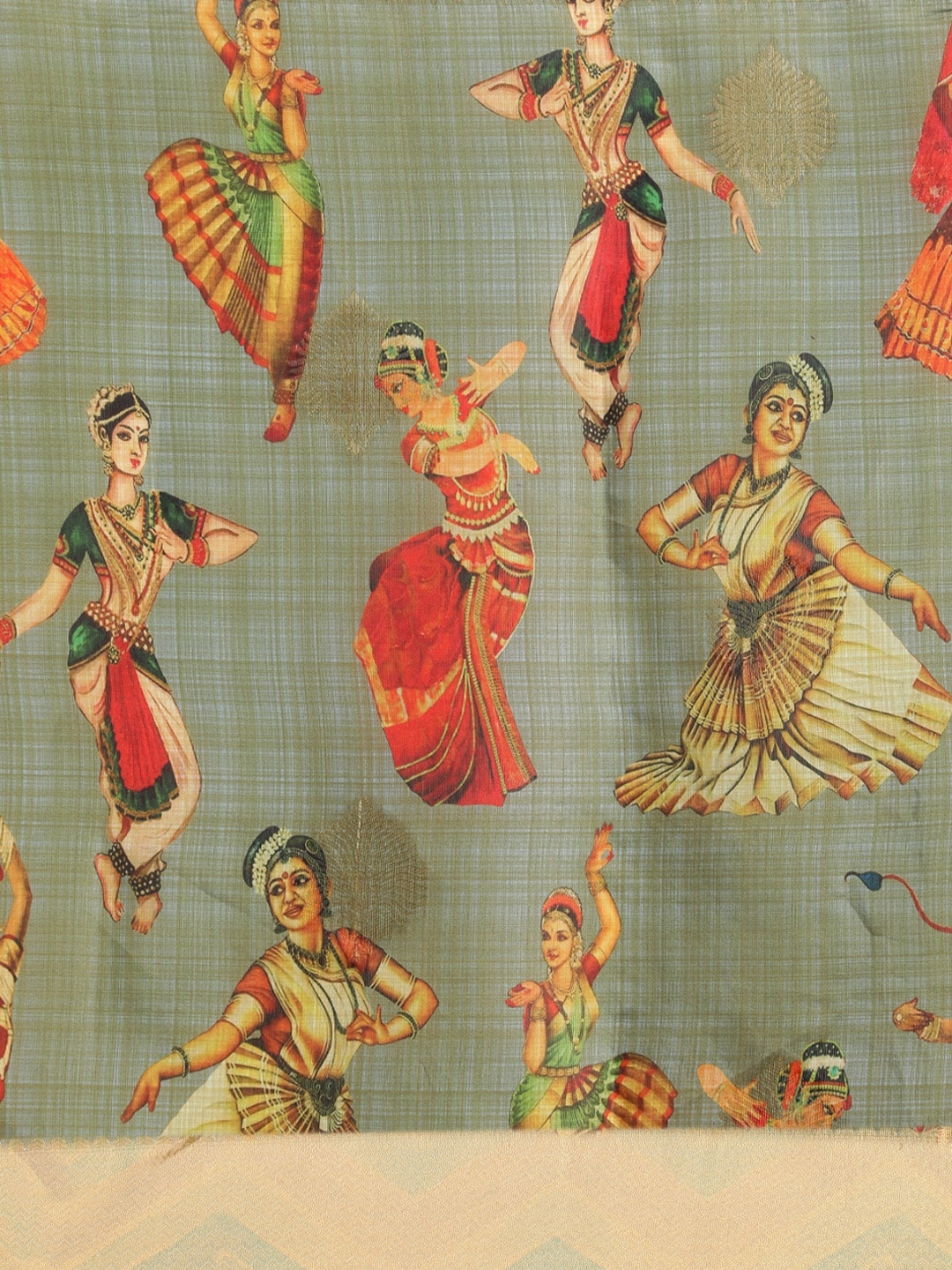Vastranand | VASTRANAND  Grey & Golden Silk Blend Kalamkari Printed Festive Saree 2