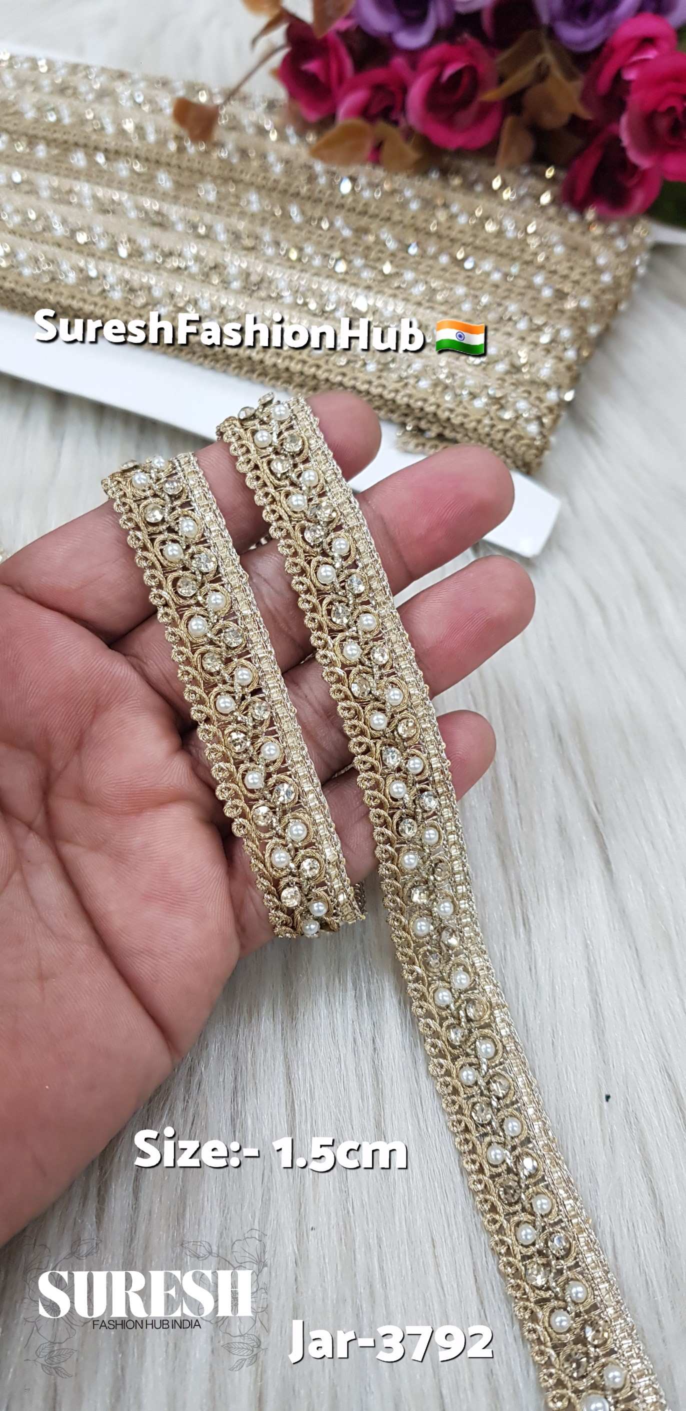Golden Grace Pearl Jhalar Lace