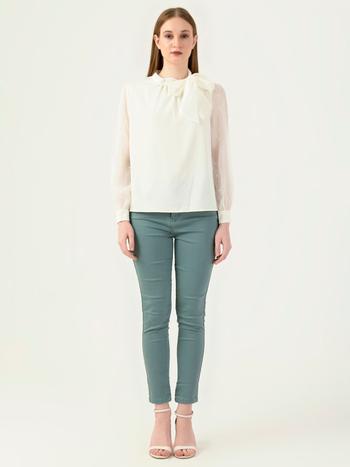 Albion Women Smart Premium Cream Blouson Top