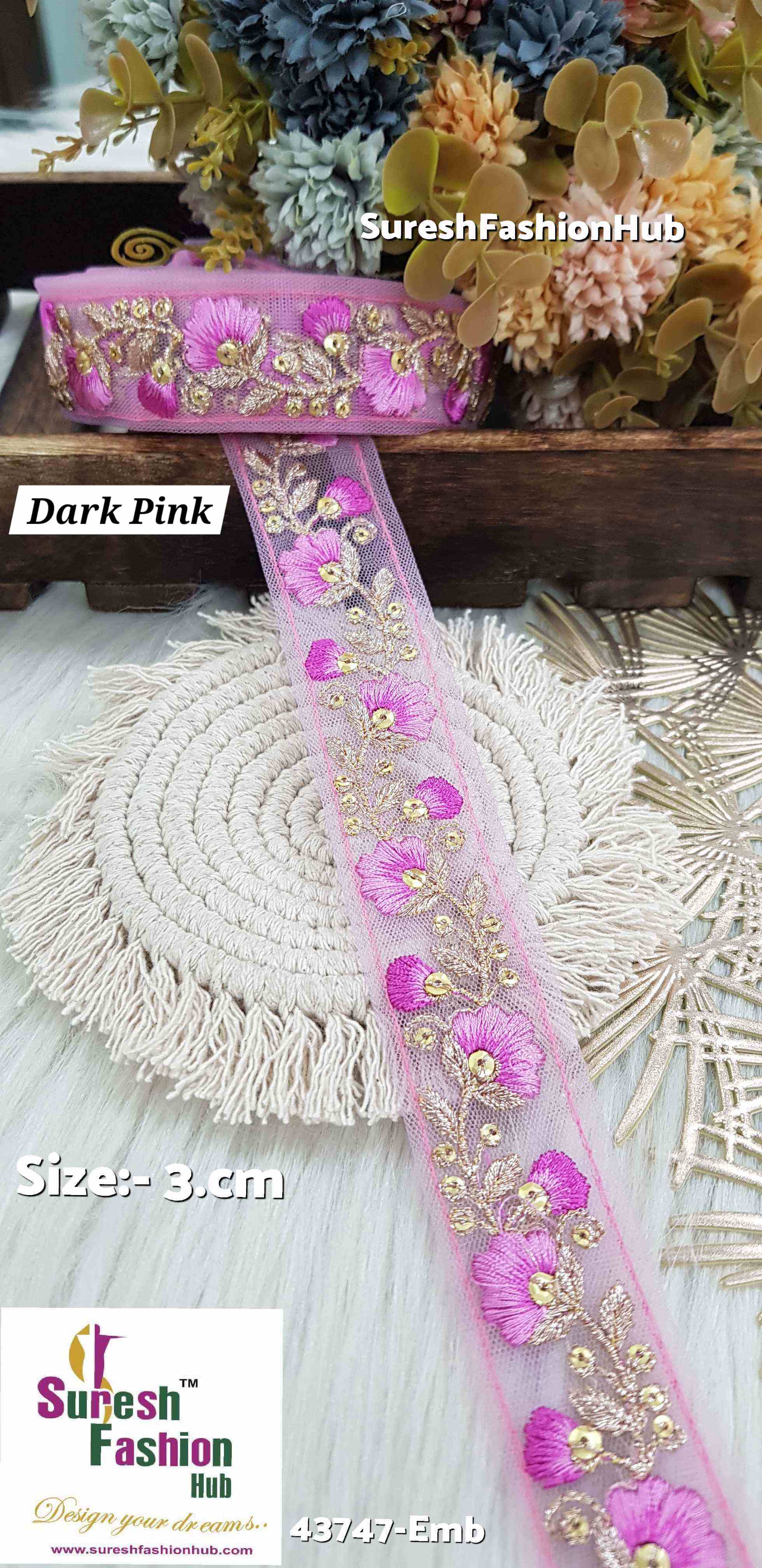 Dark Pink Delight Embroidery Lace