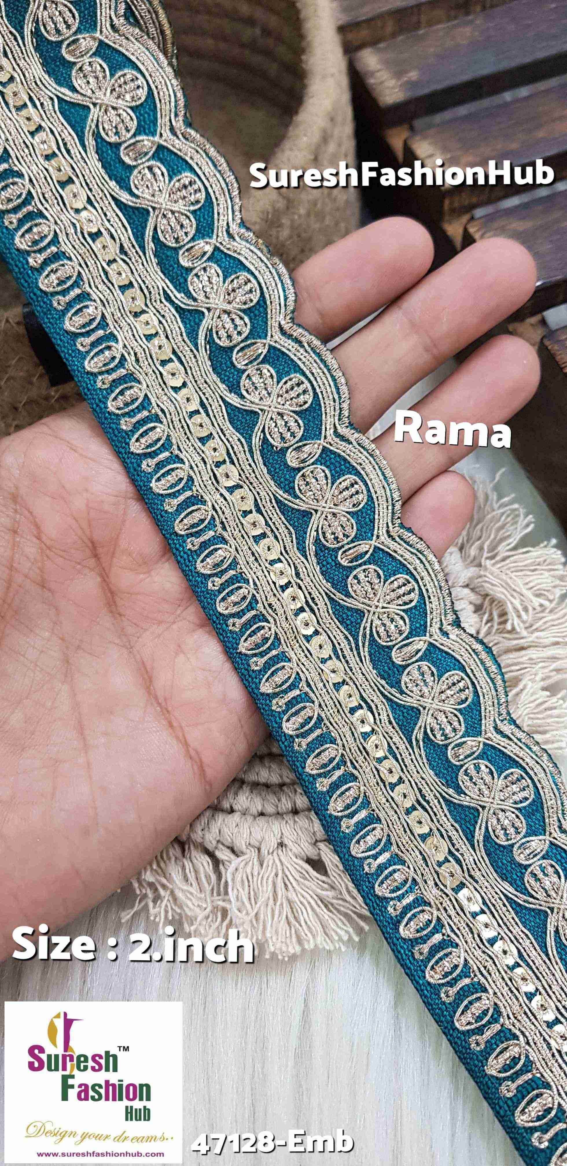 Scalloped Rama Embroidered Net Lace on Fabric Cloth