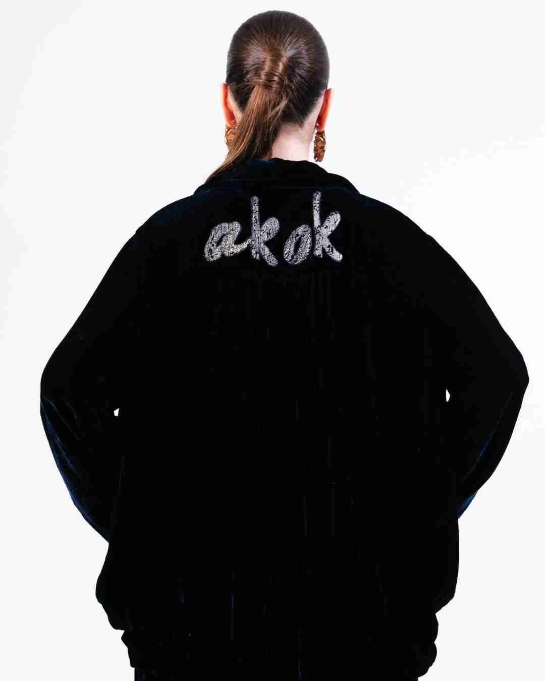 AKOK Blue Velvet Jacket with Trousers Co-ords