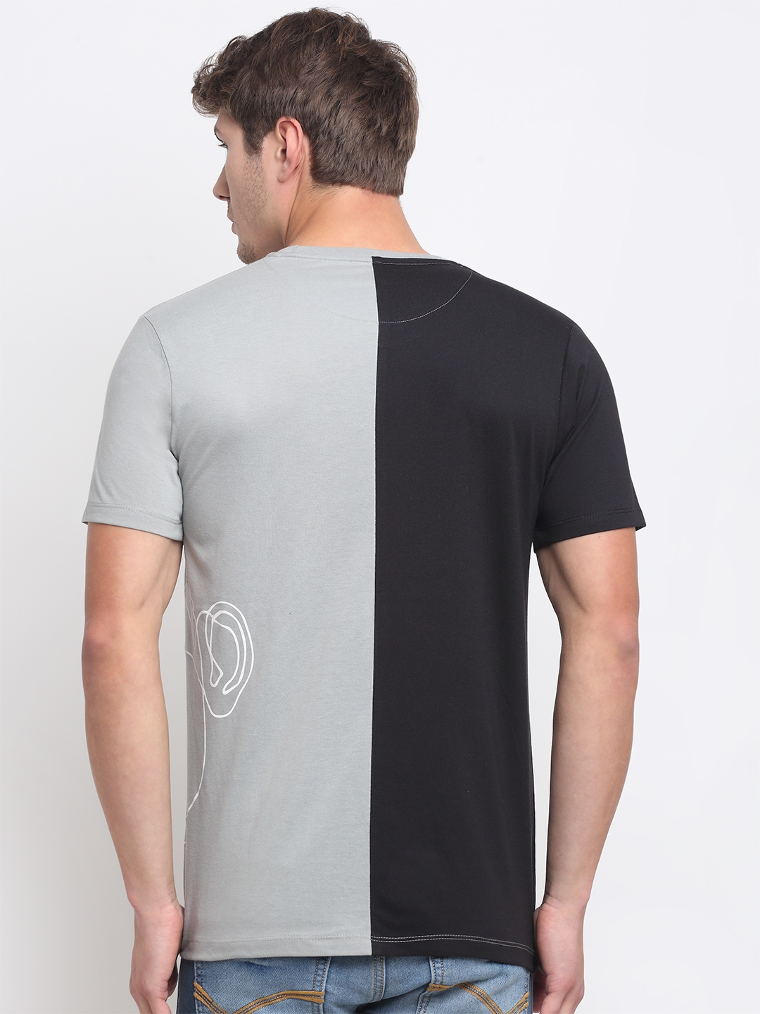 VENITIAN | Venitian Men Printed Cotton Round Neck MultiColoured T-shirt  4