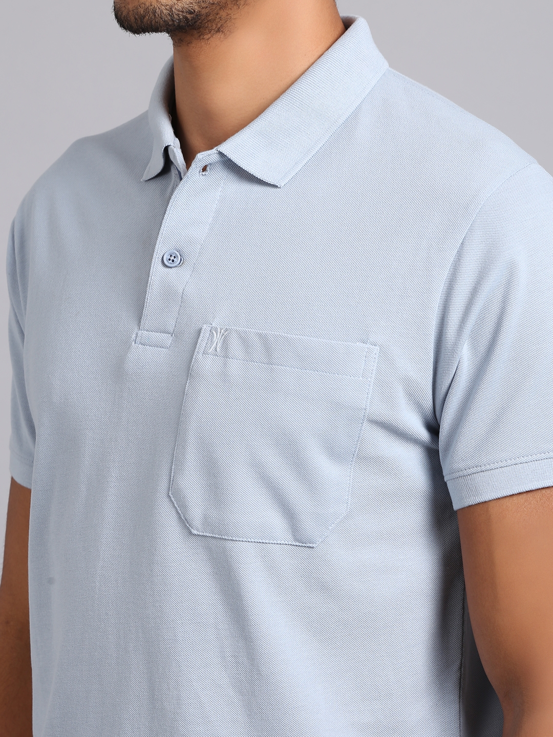 VENITIAN | Venitian Men Solid Polo Neck Steel Cotton T-Shirt With Pocket (M) 4