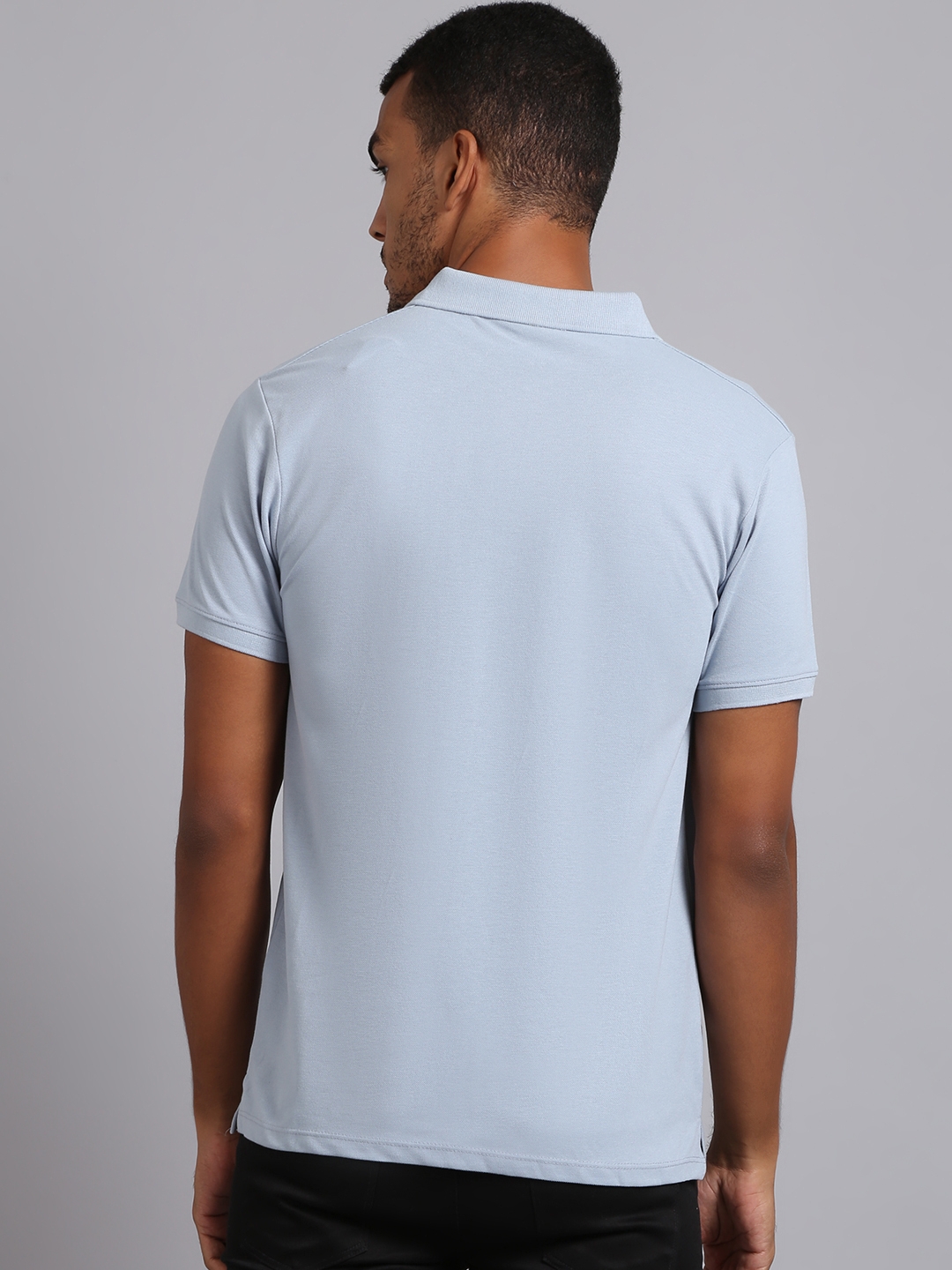VENITIAN | Venitian Men Solid Polo Neck Steel Cotton T-Shirt With Pocket (M) 5