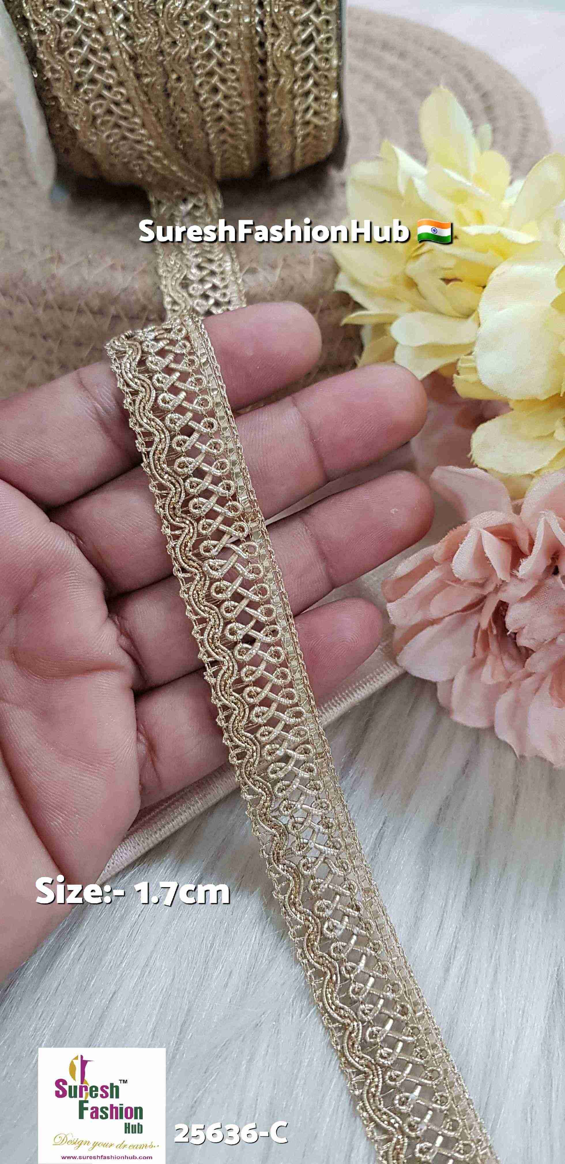 Pearl & Glitter Chord One-Sided Jhalar Lace