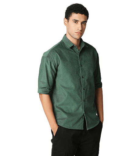 Hemsters | Hemsters Men Solid Casual Green Shirt 2
