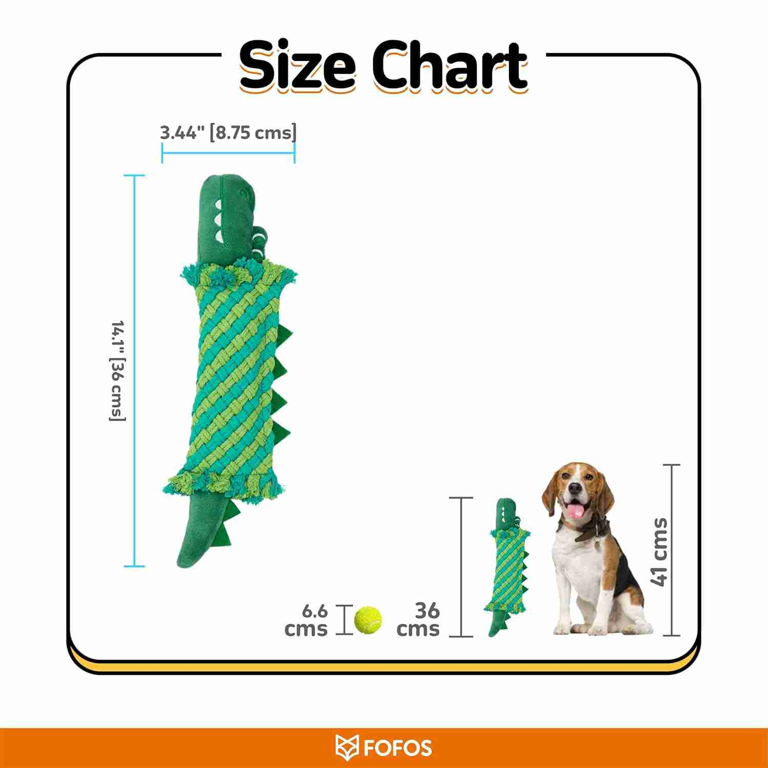 Barkbutler Fofos Dental Crocodile Toy for Dogs 36 CM