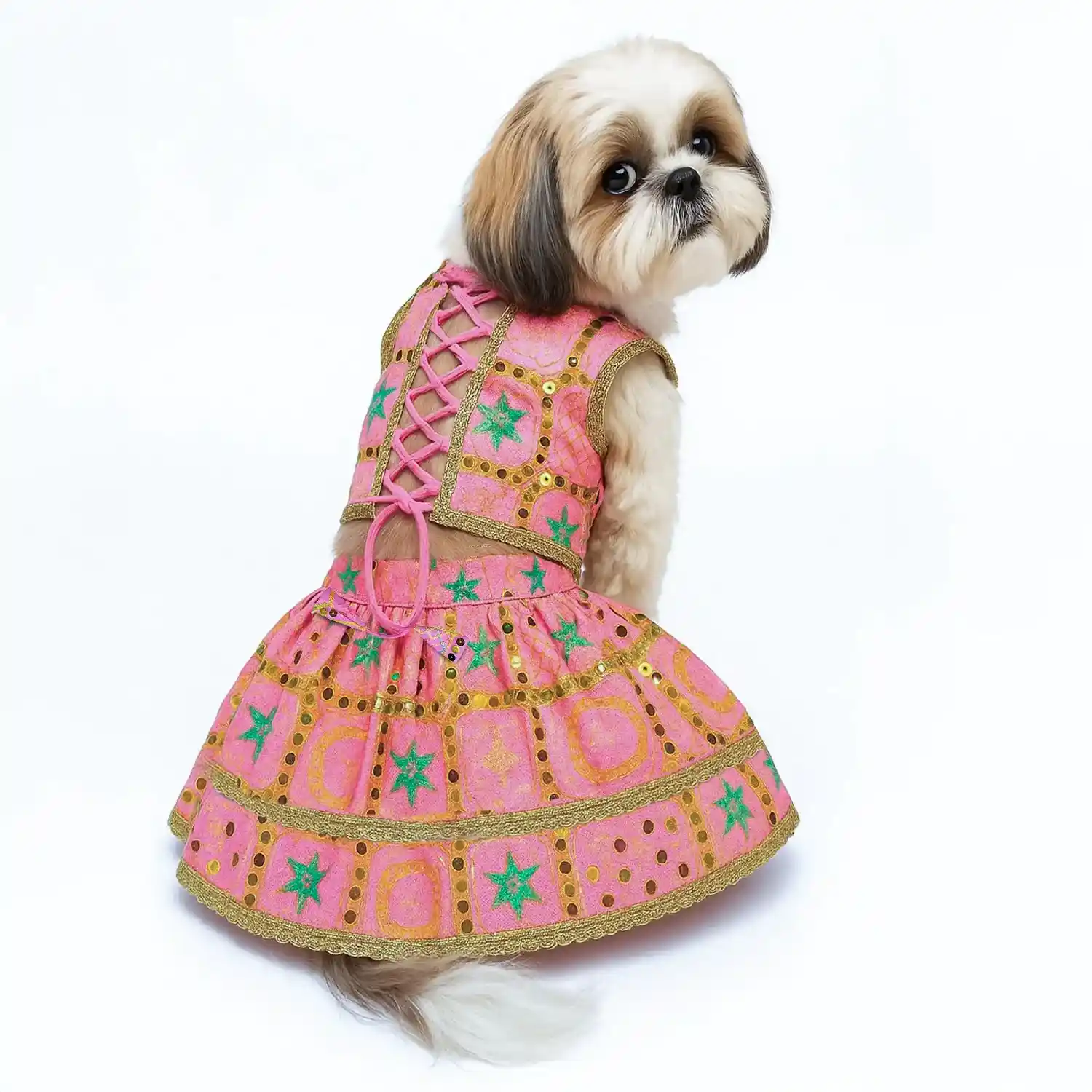 PawsIndia Traditional Desi Diva – Lehenga Choli Set For Dogs, Pink