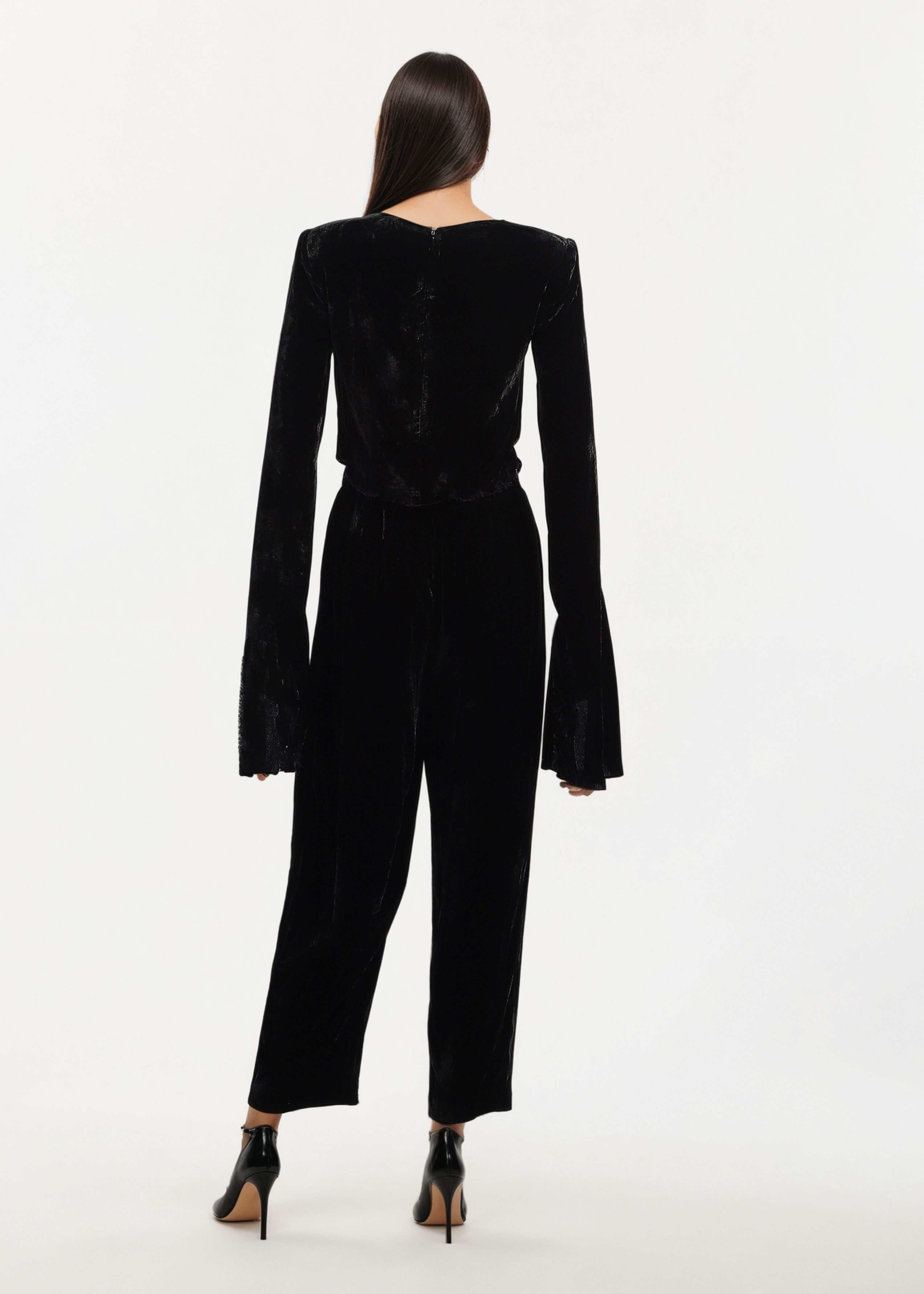 AKOK Black Velvet Crop top with drapped Pants Co-ords