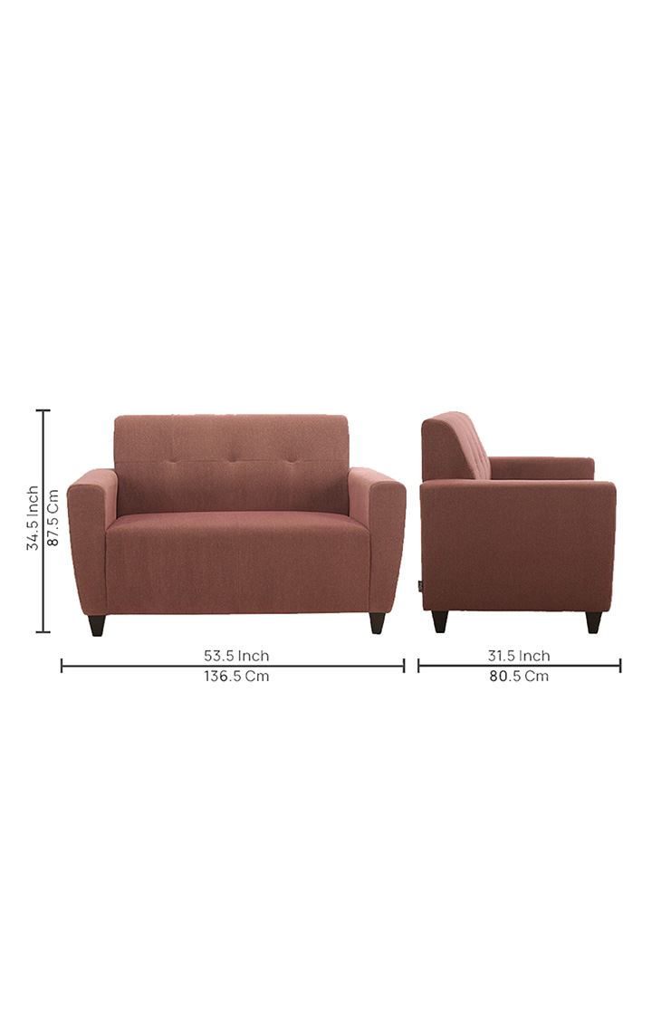 neudot Elegance Sofa for Living Room |2 Person Sofa|Premium Fabric with Cushioned Armrest | Solid Wood Frame|2 Seater in Ceramic Pink Color
