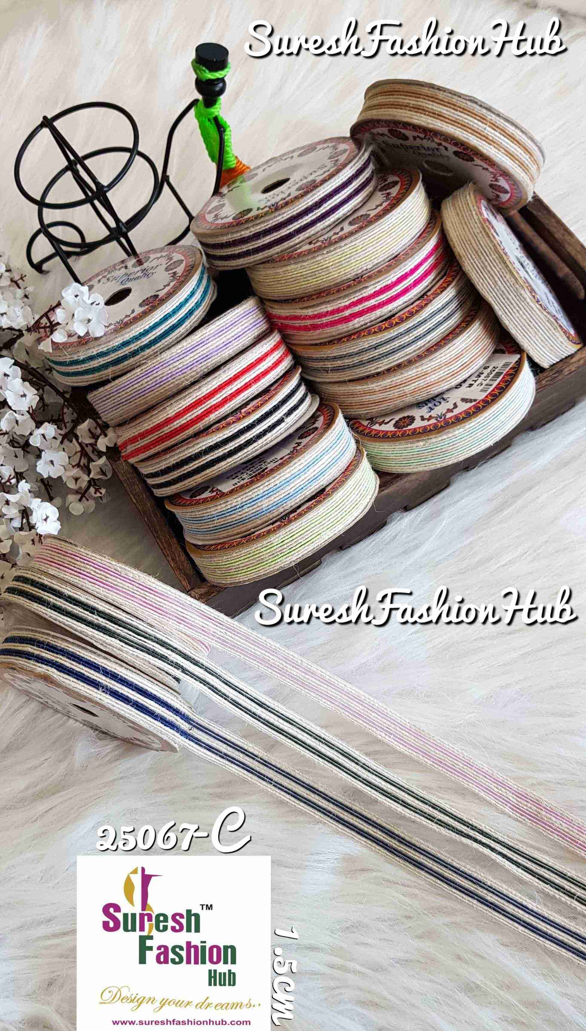 Hot Pink & White Stripes Thin Trim