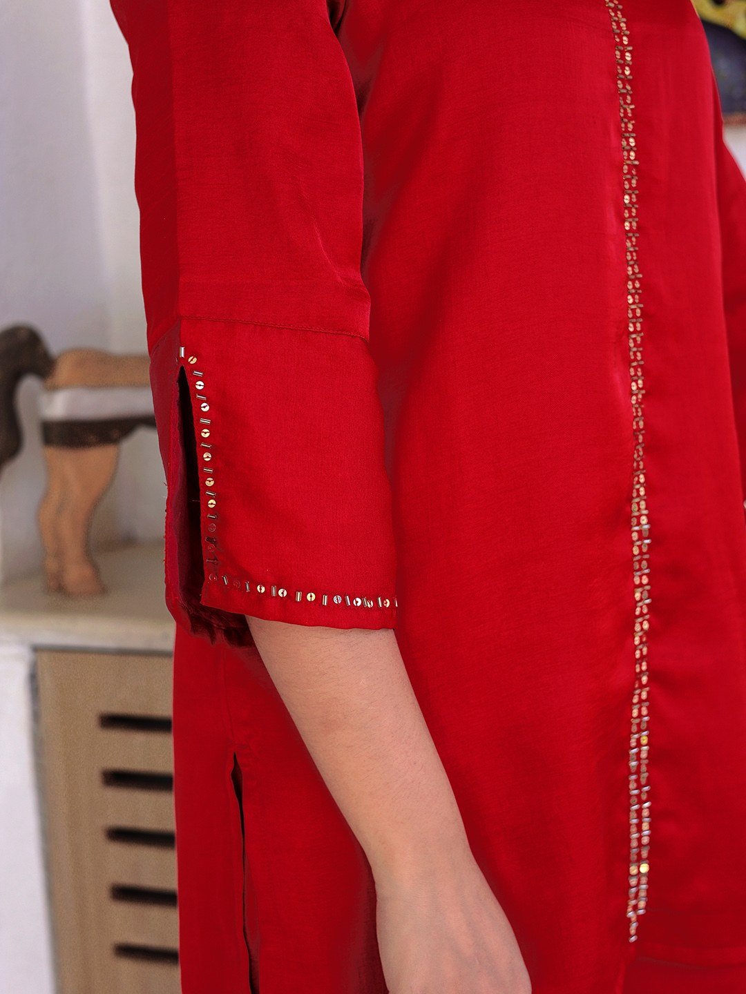 MAROON V-NECK CO-ORD SET