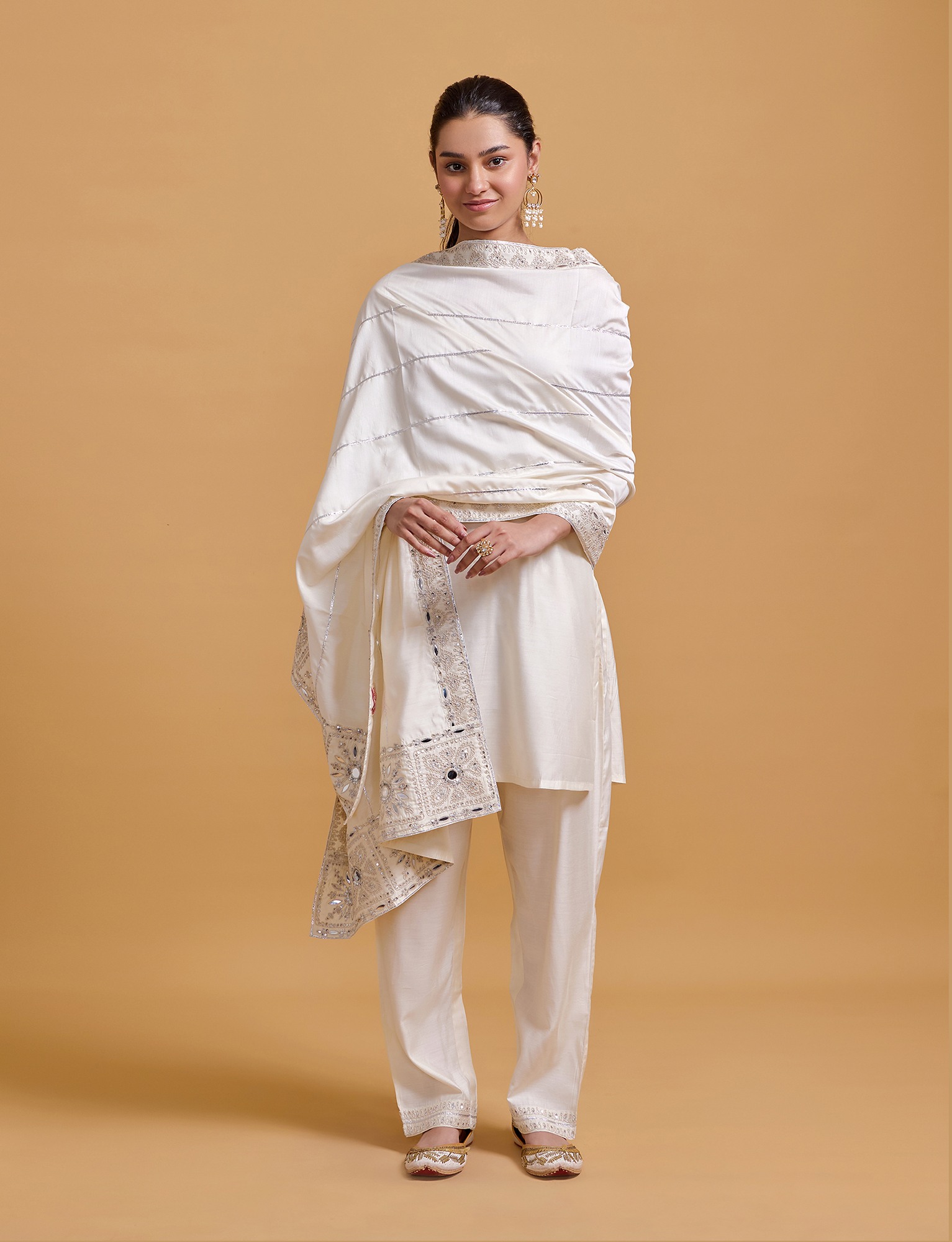 Zeenat Offwhite Heavy Dupatta