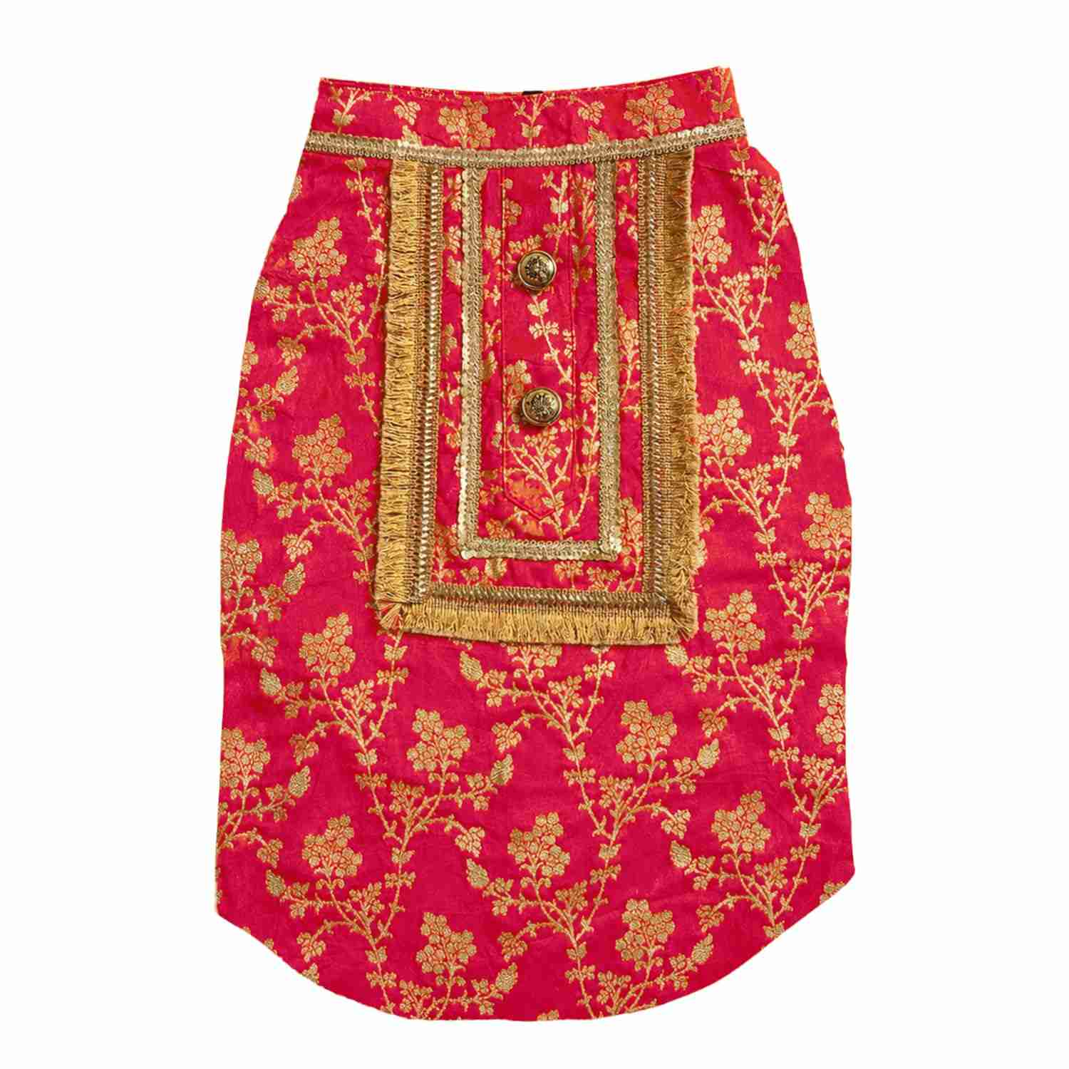 Pawsindia Traditional Royal Zari Kurta for Dogs, Pink