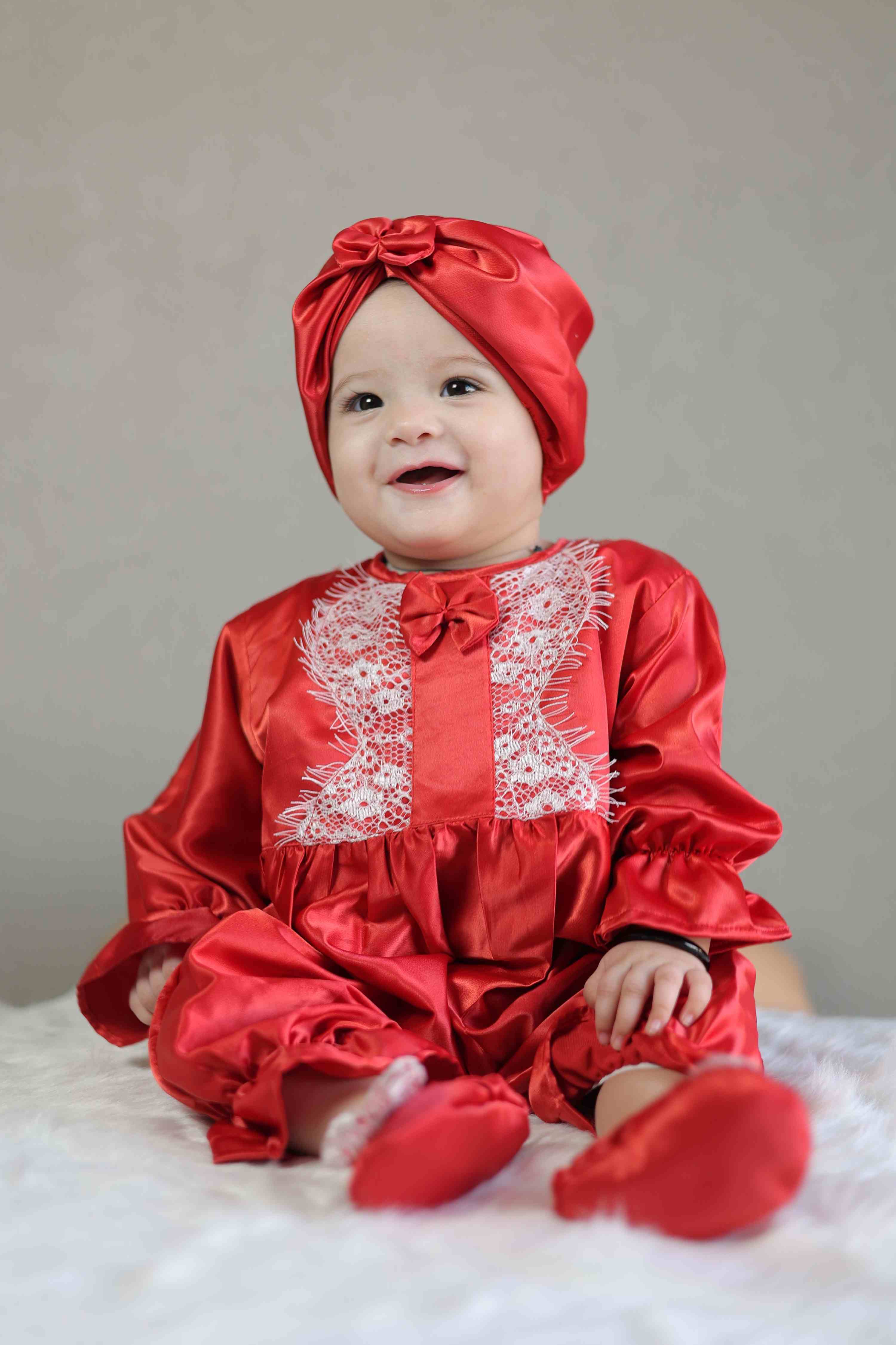 Radiant Ruby Romper and Turban Set