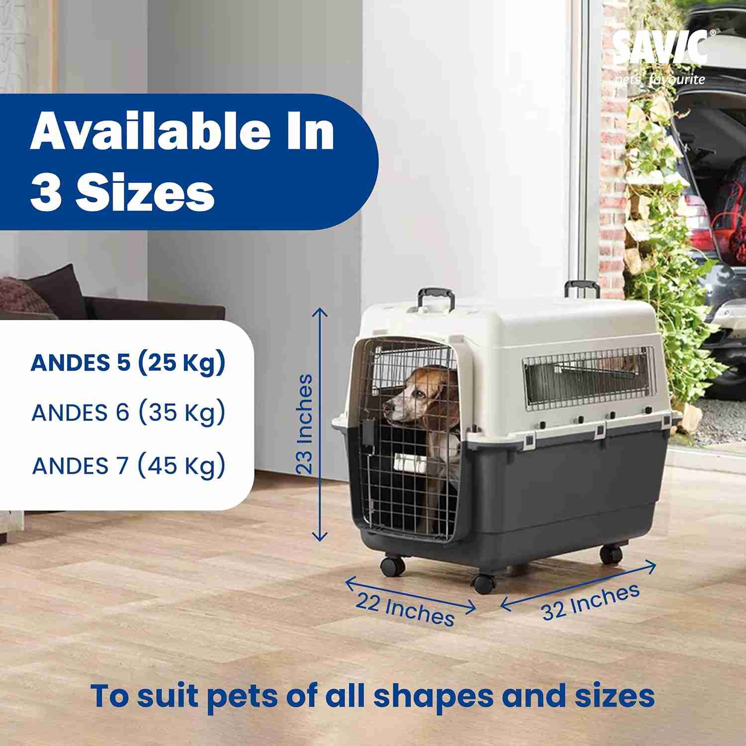 Savic Andes 5 Carrier for Dogs and Cats (Ivory)