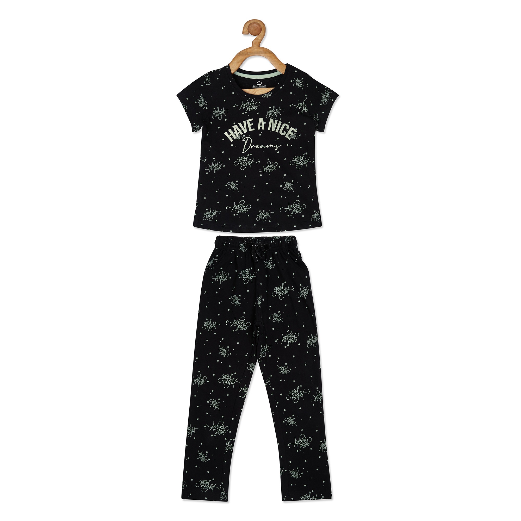 Ladies black pyjama best sale set