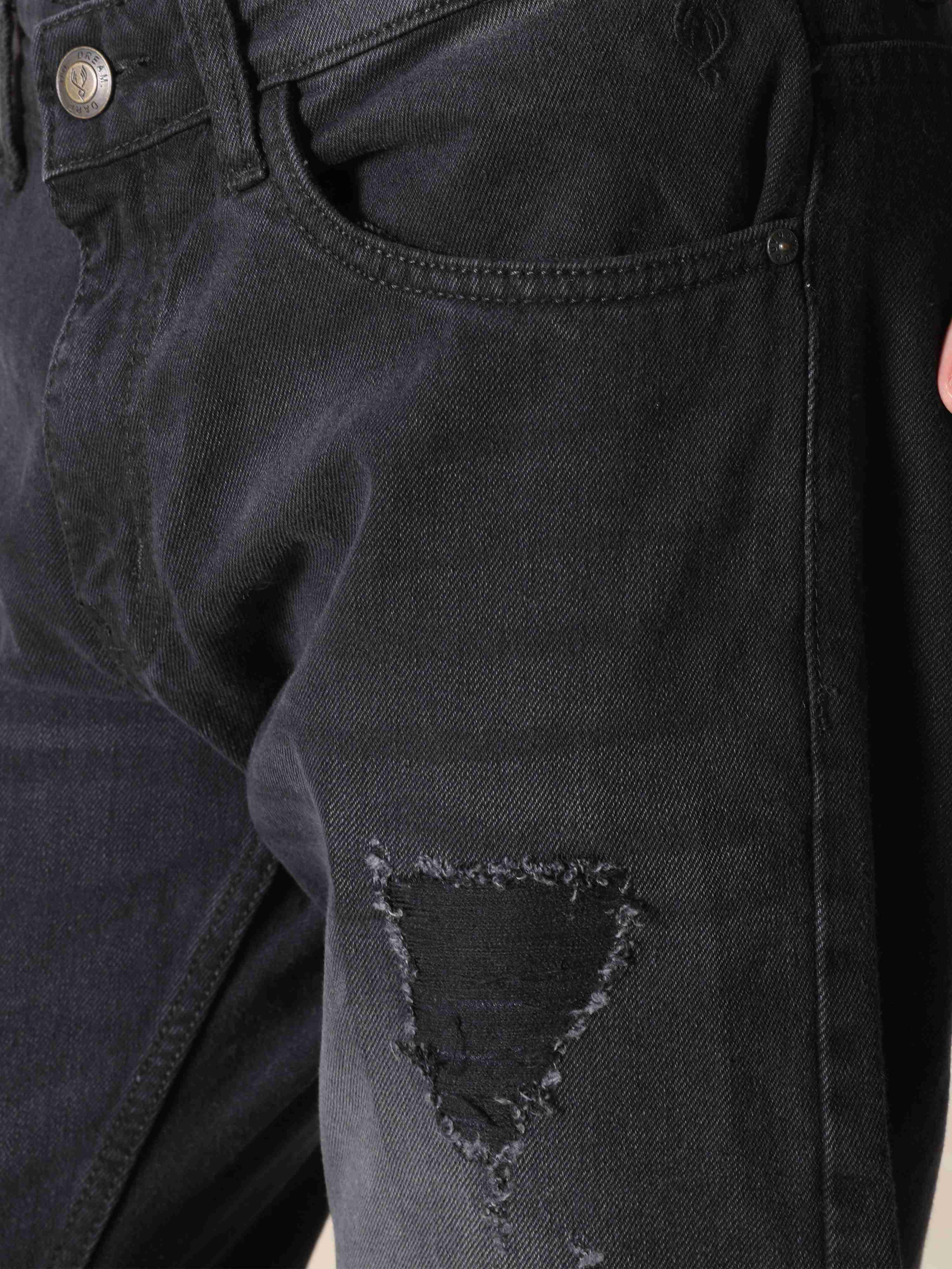 Midnight Black Distressed Denim Jeans