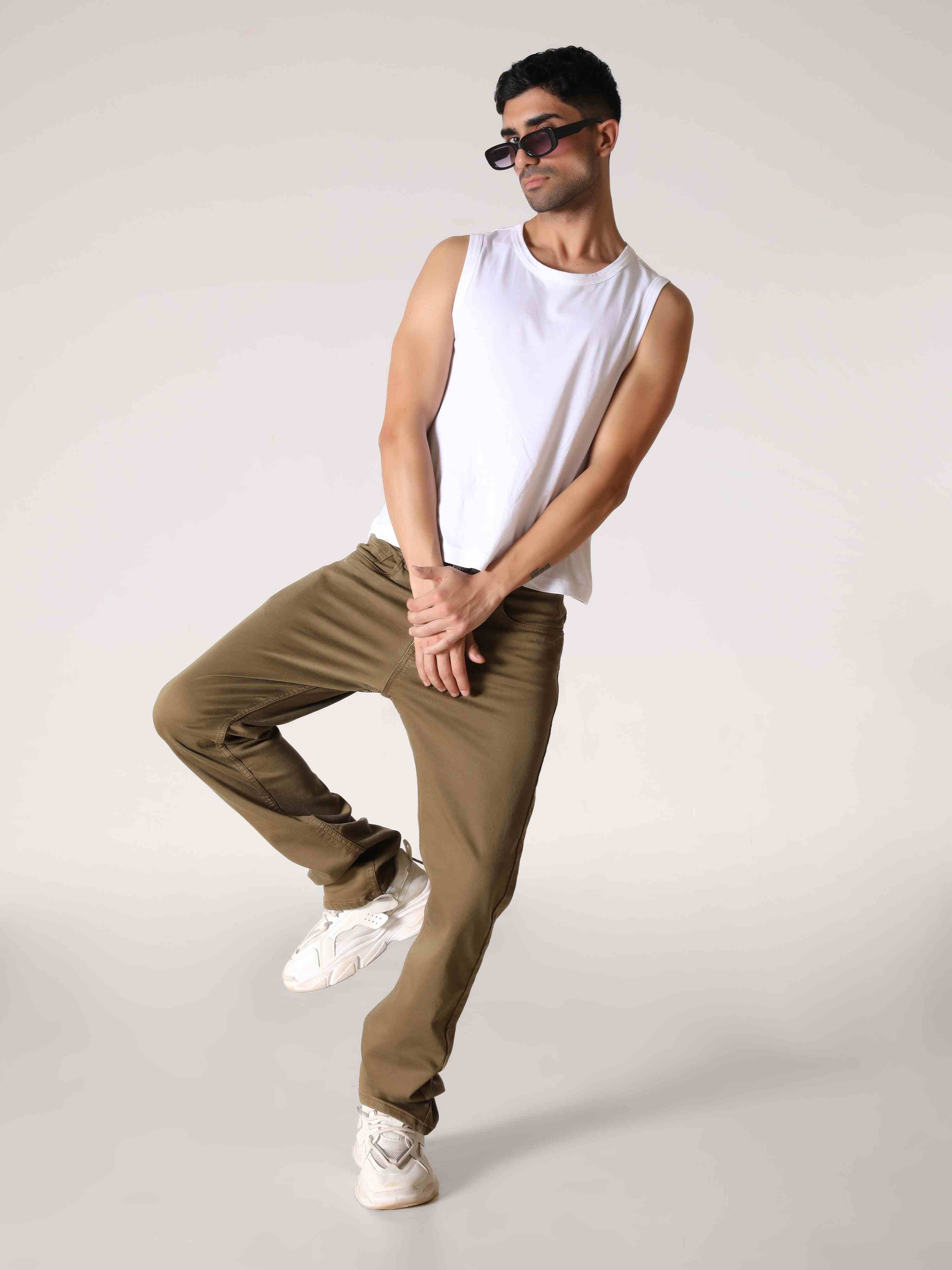 Earthy Beige Comfort Fit Denim