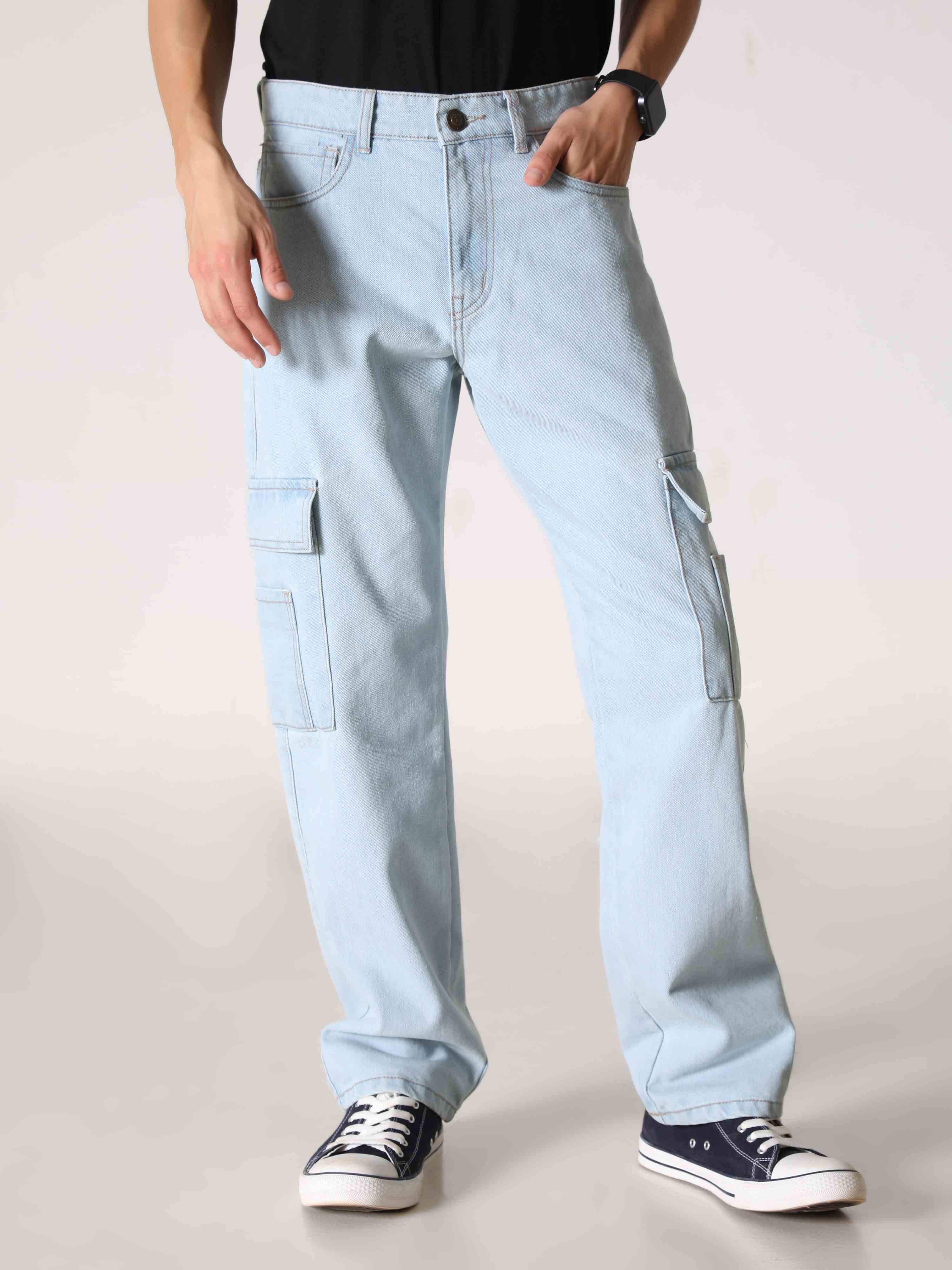 Light Wash Denim Cargos