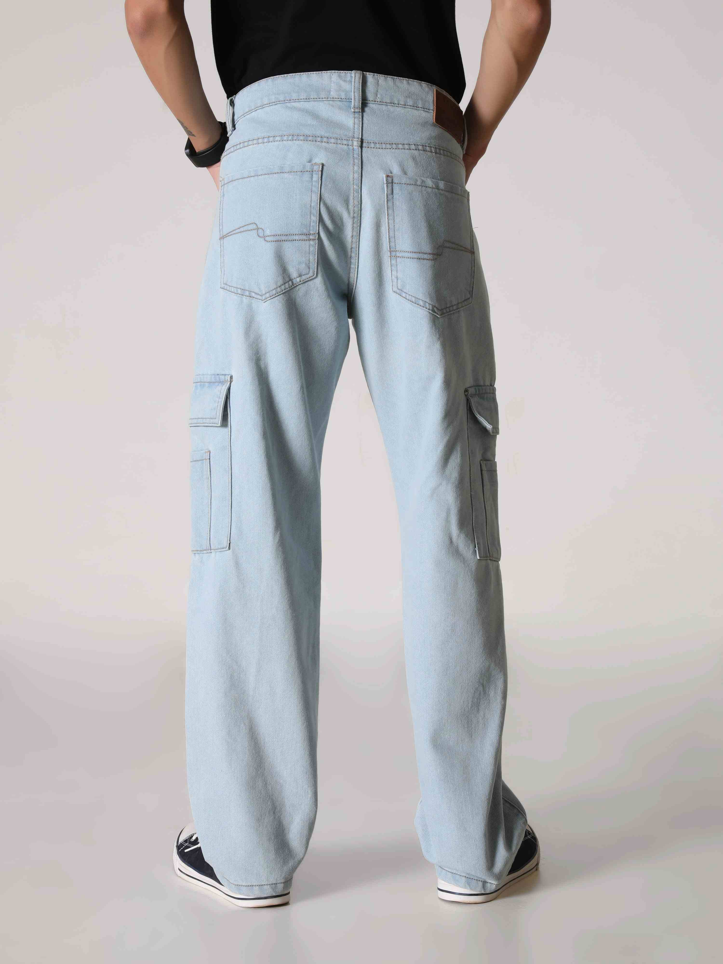 Light Wash Denim Cargos