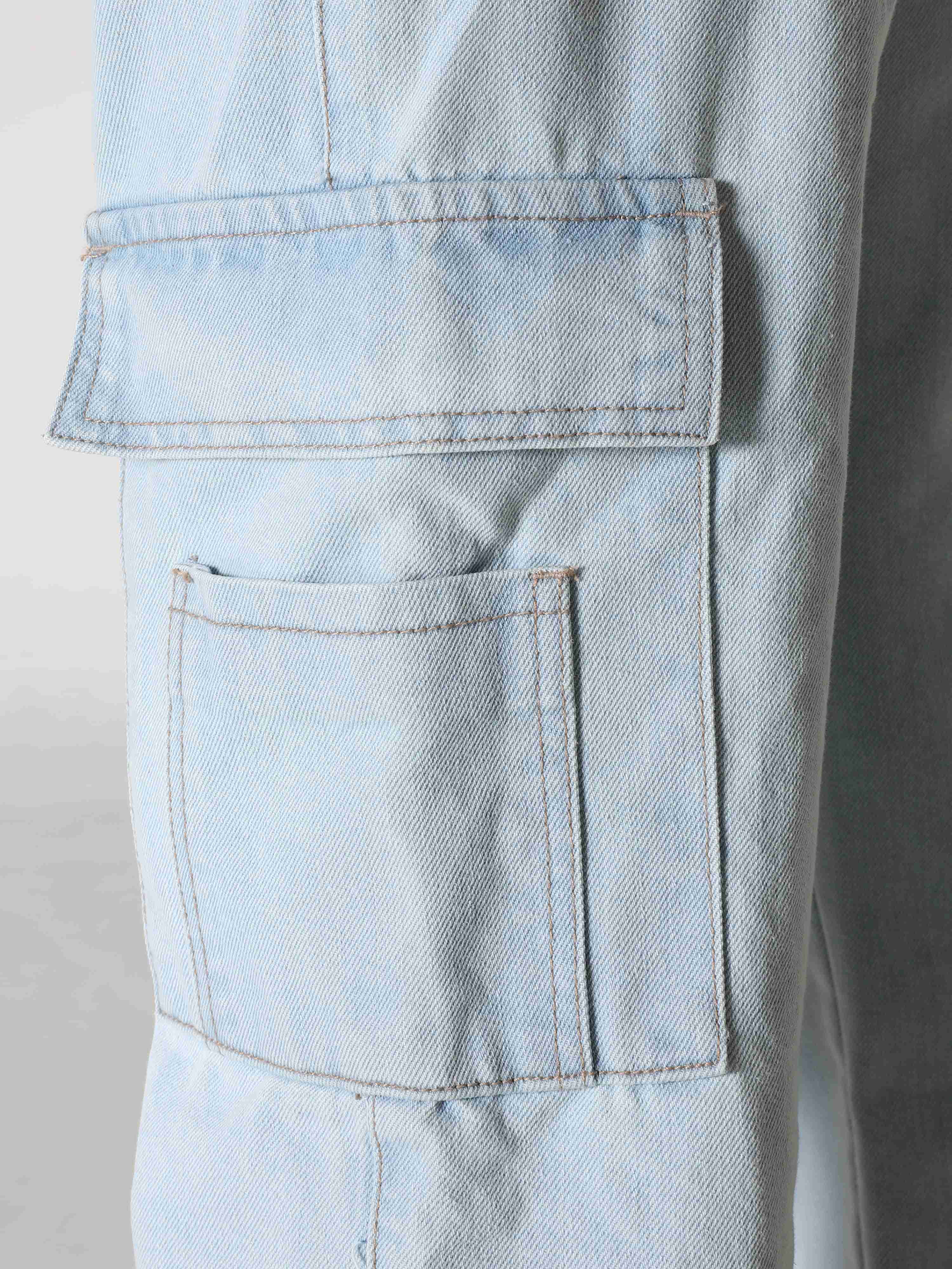 Light Wash Denim Cargos
