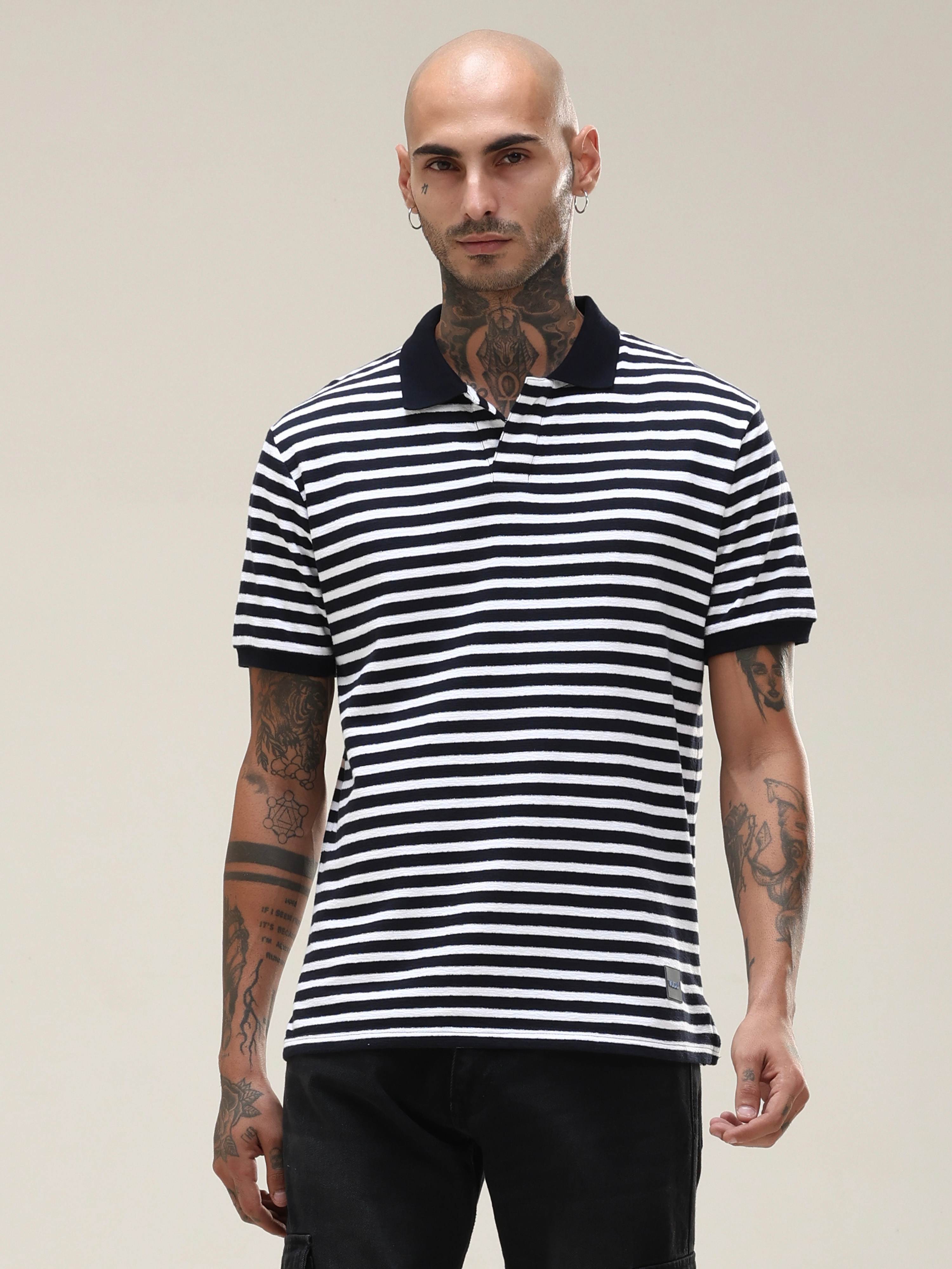Classic Black Striped Polo Tee