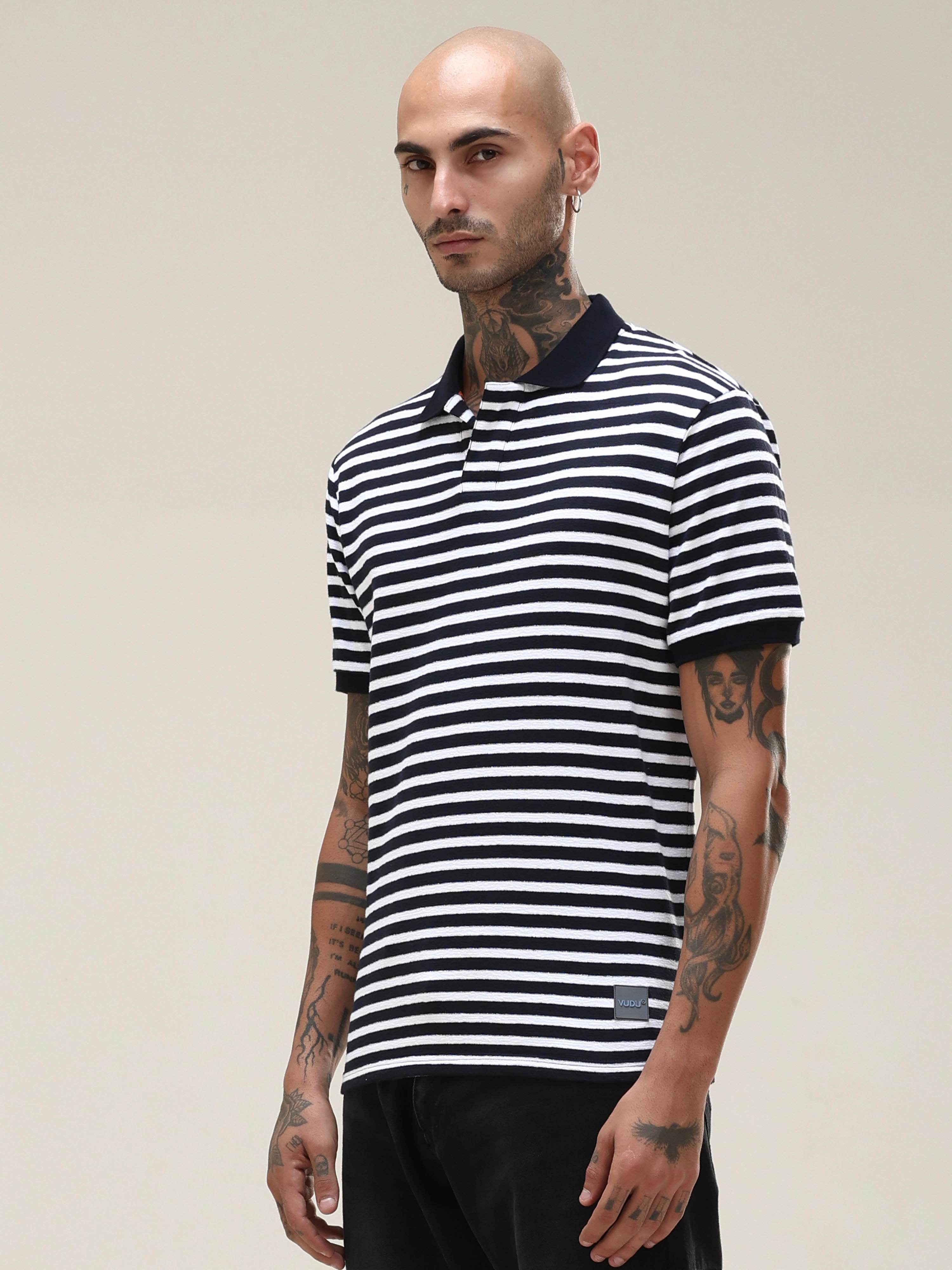 Classic Black Striped Polo Tee