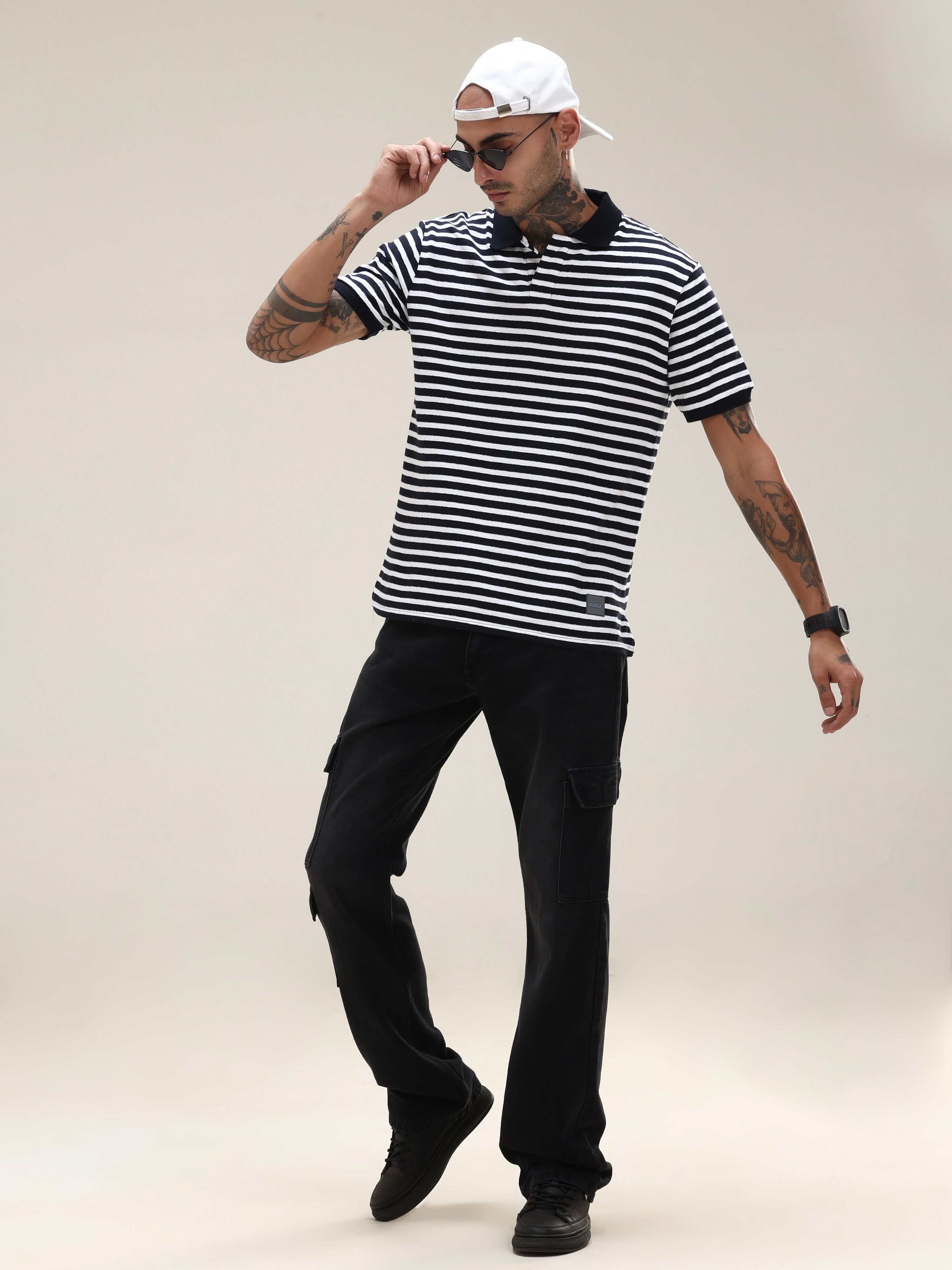 Classic Black Striped Polo Tee