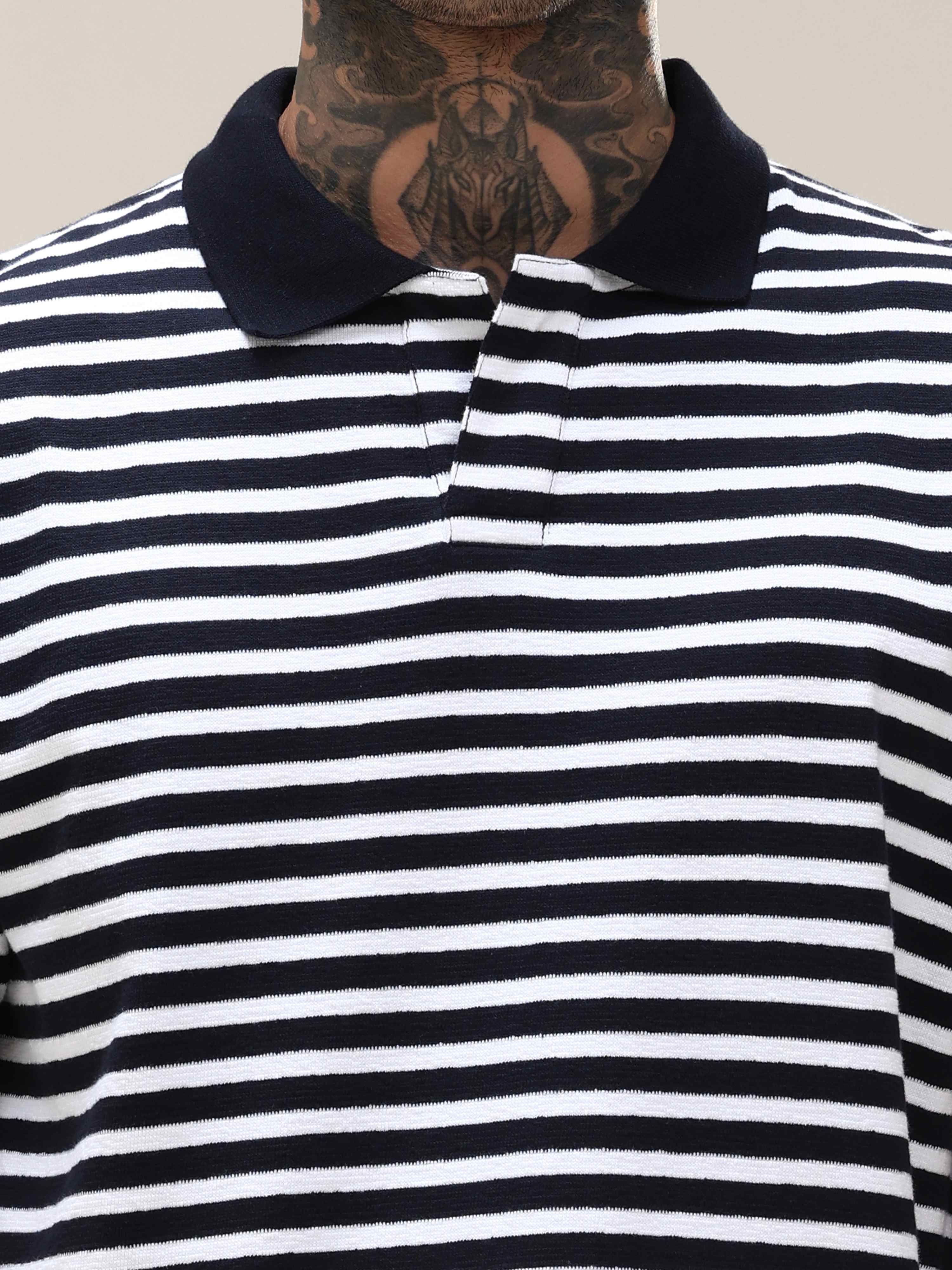 Classic Black Striped Polo Tee