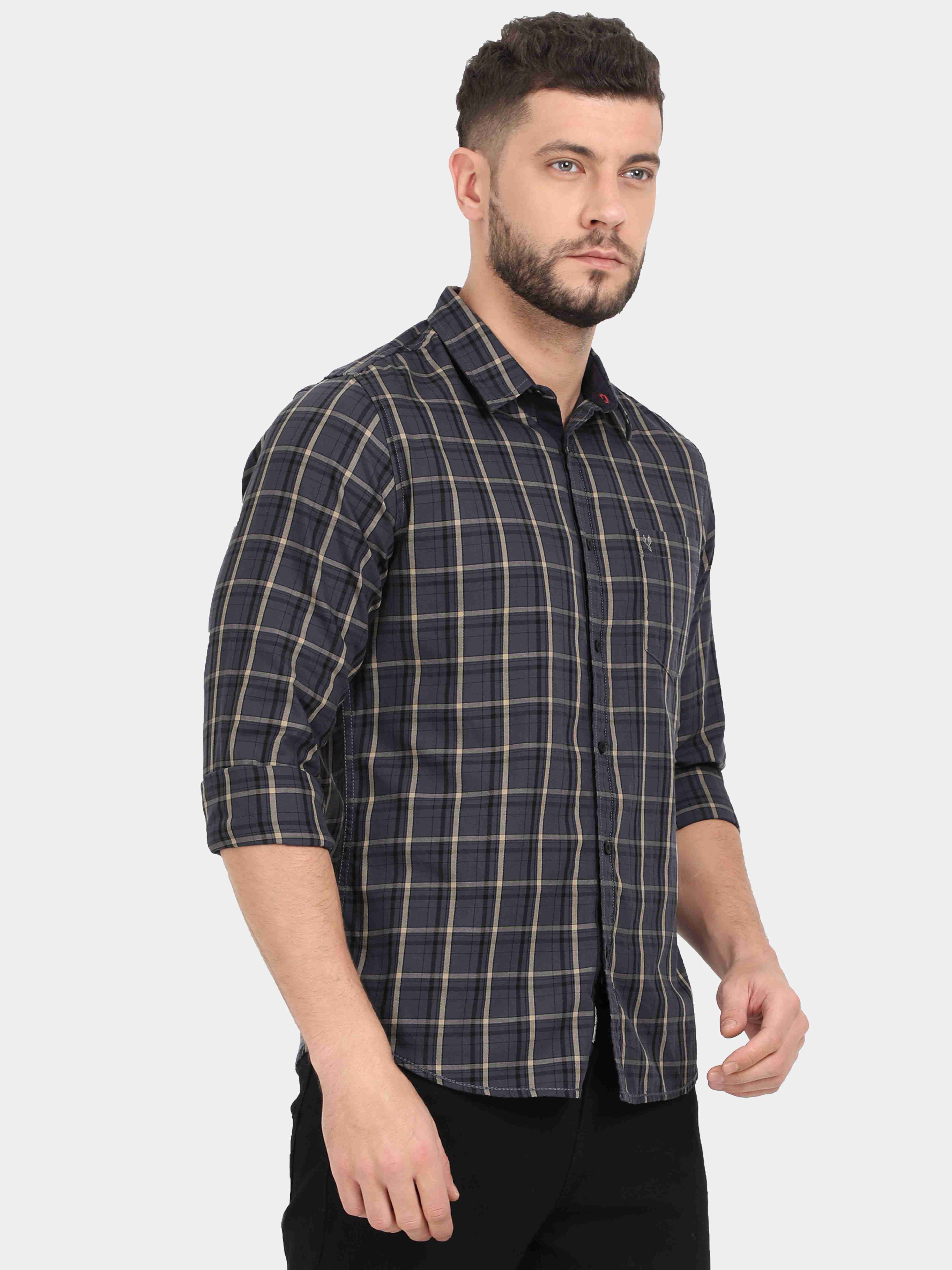 VUDU Purple Windowpane Check Shirt