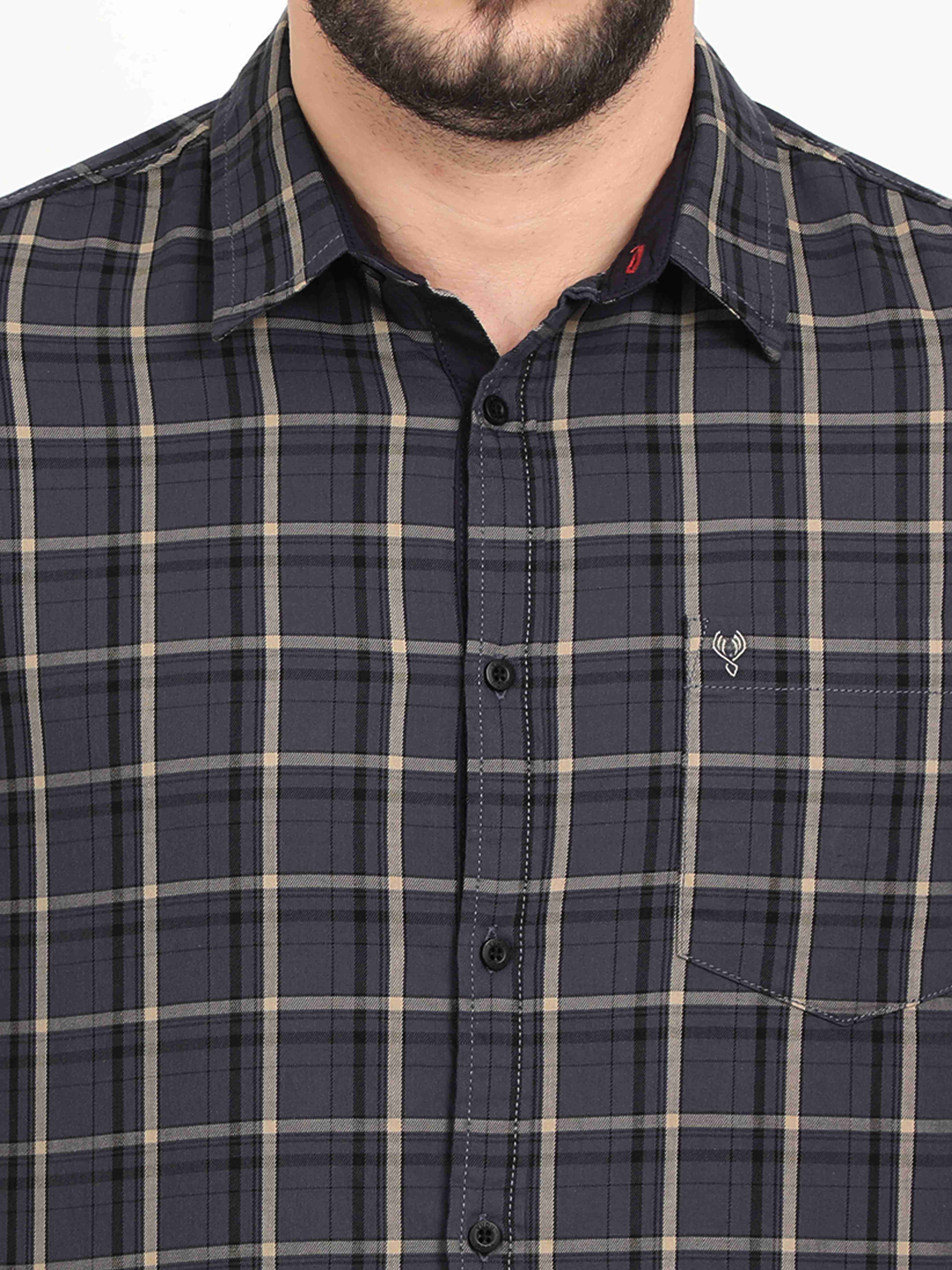 VUDU Purple Windowpane Check Shirt