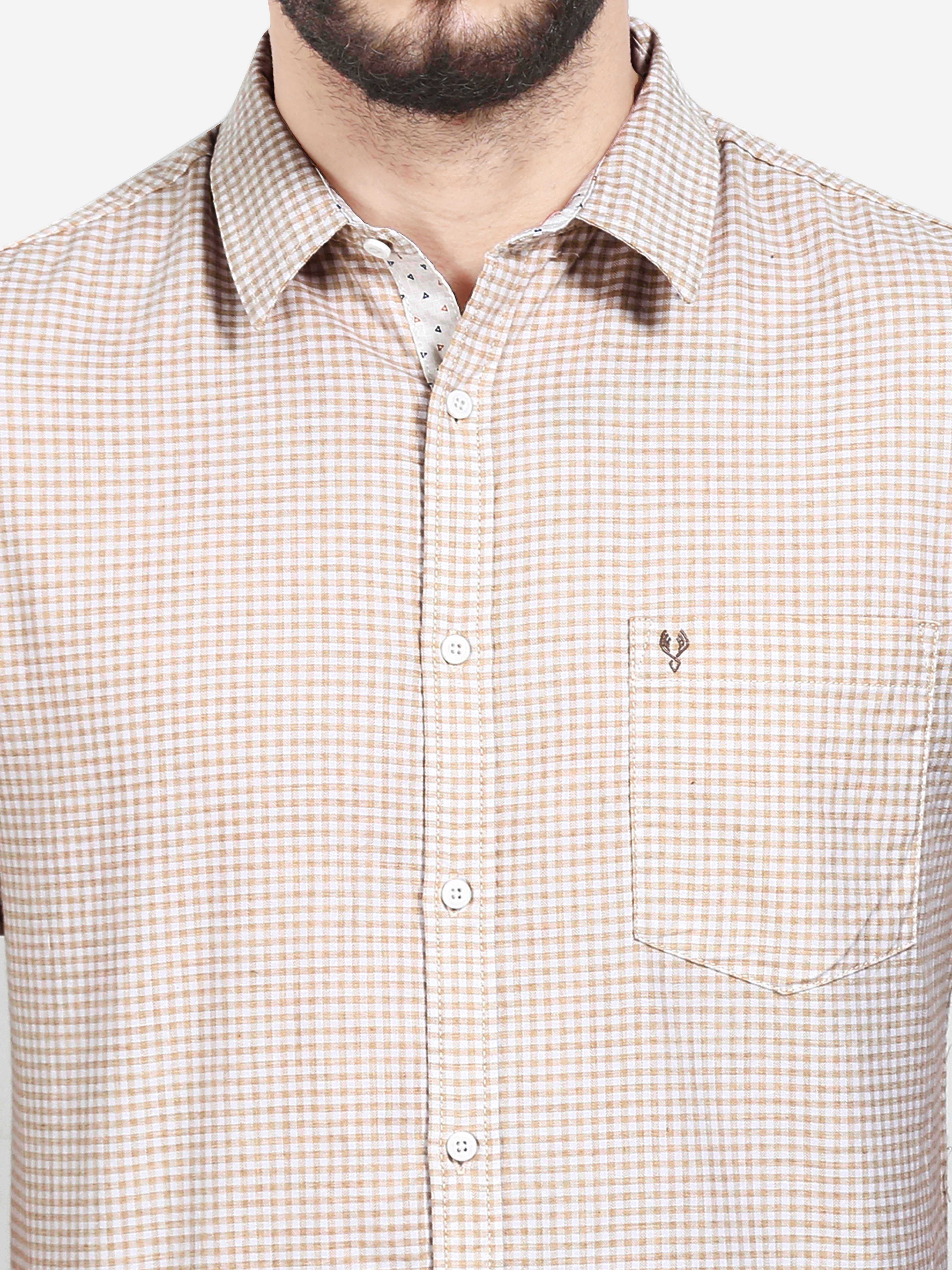 Vudu White & Beige Checkered Full Sleeve Shirt