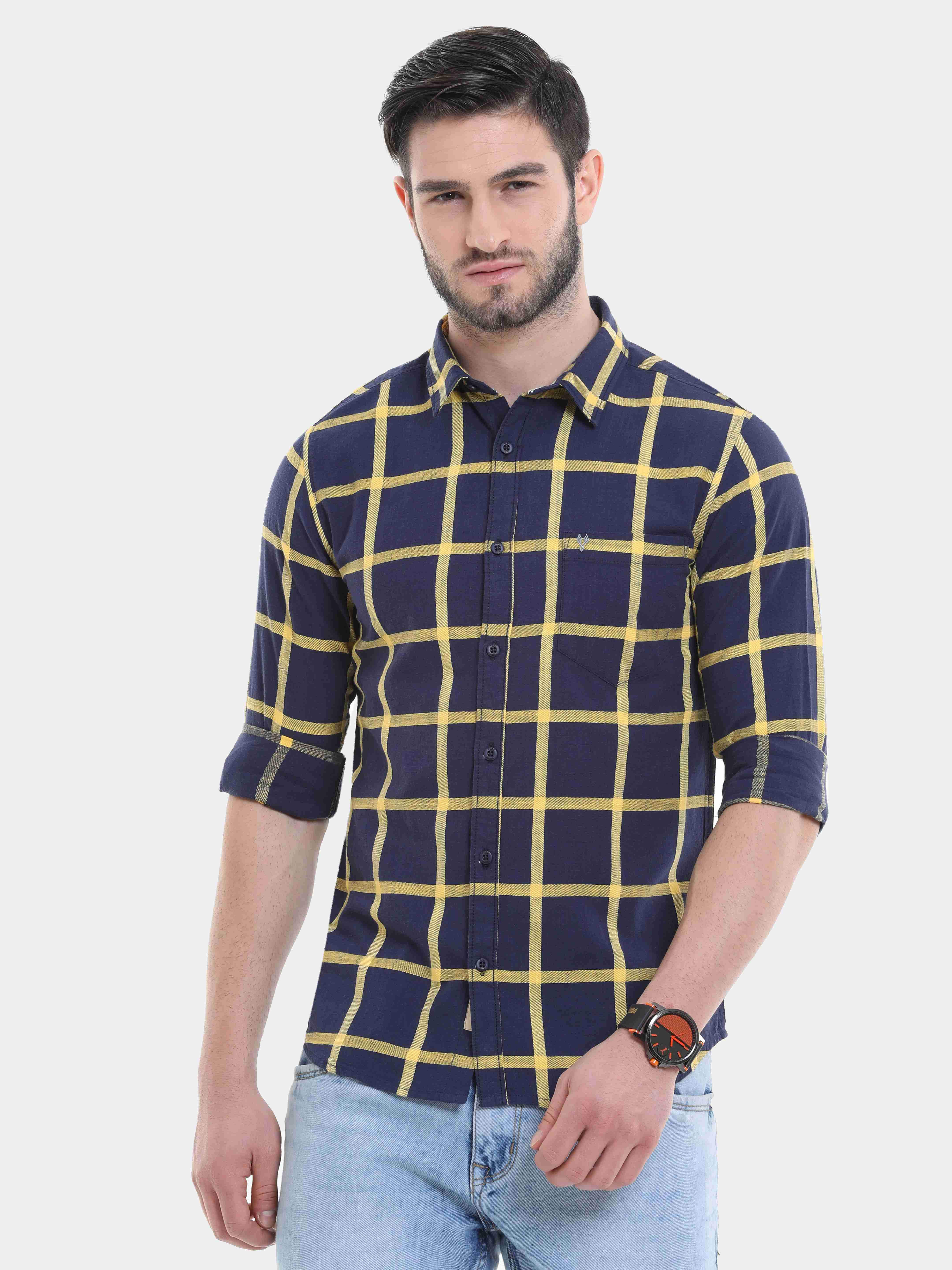 Yellow Windowpane Check Shirt