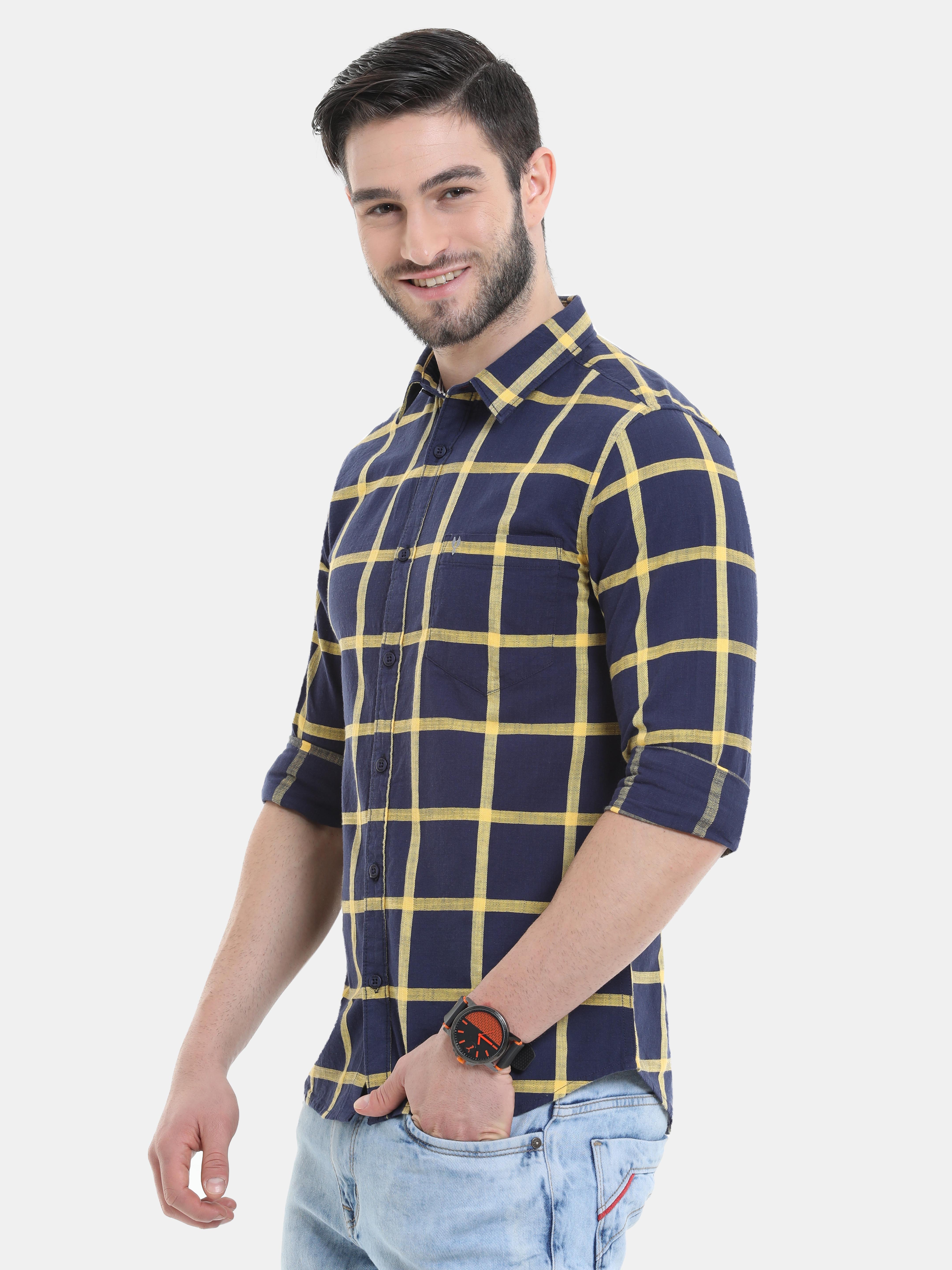 Yellow Windowpane Check Shirt