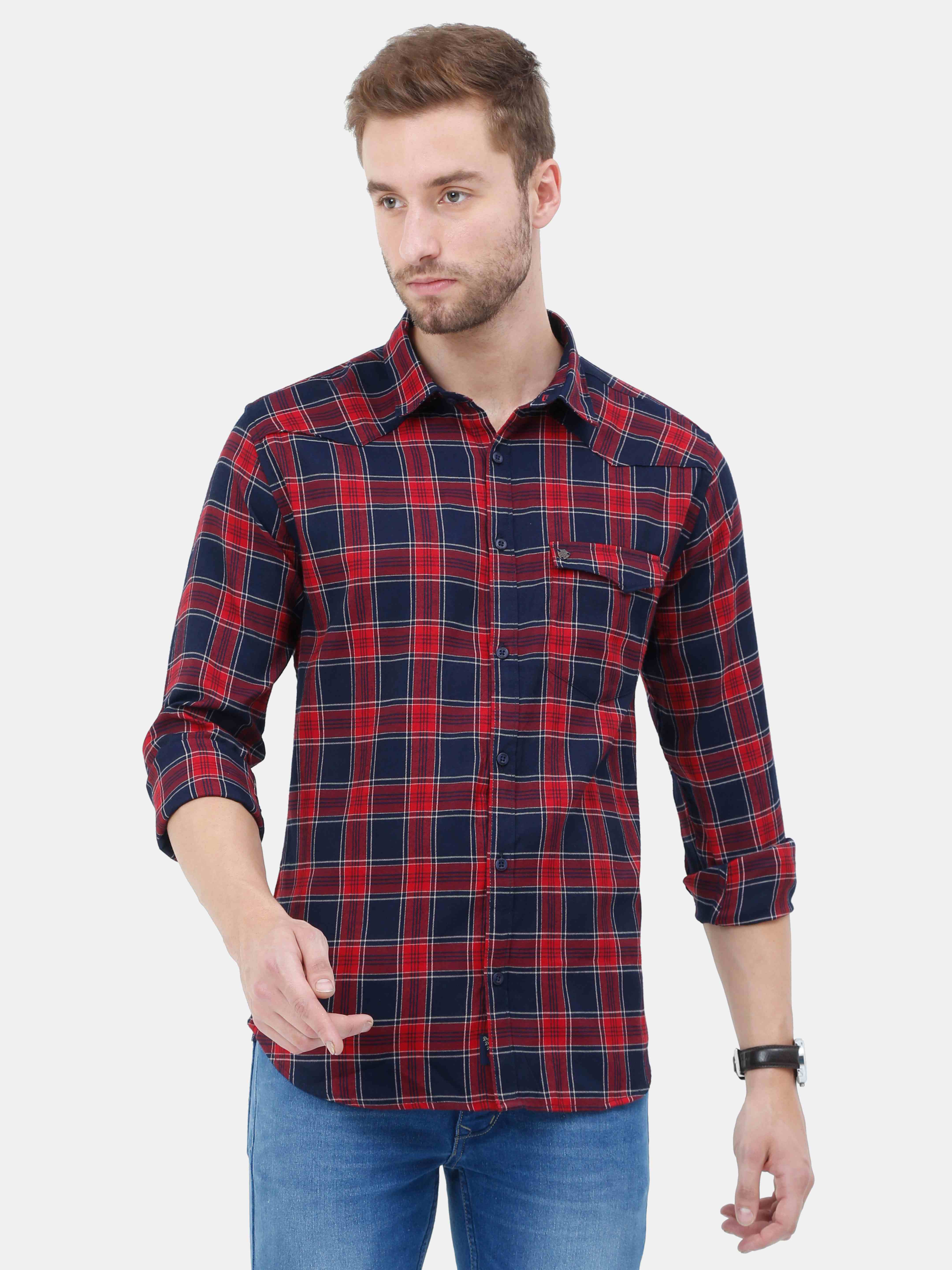 Indigo & Red Check Shirt