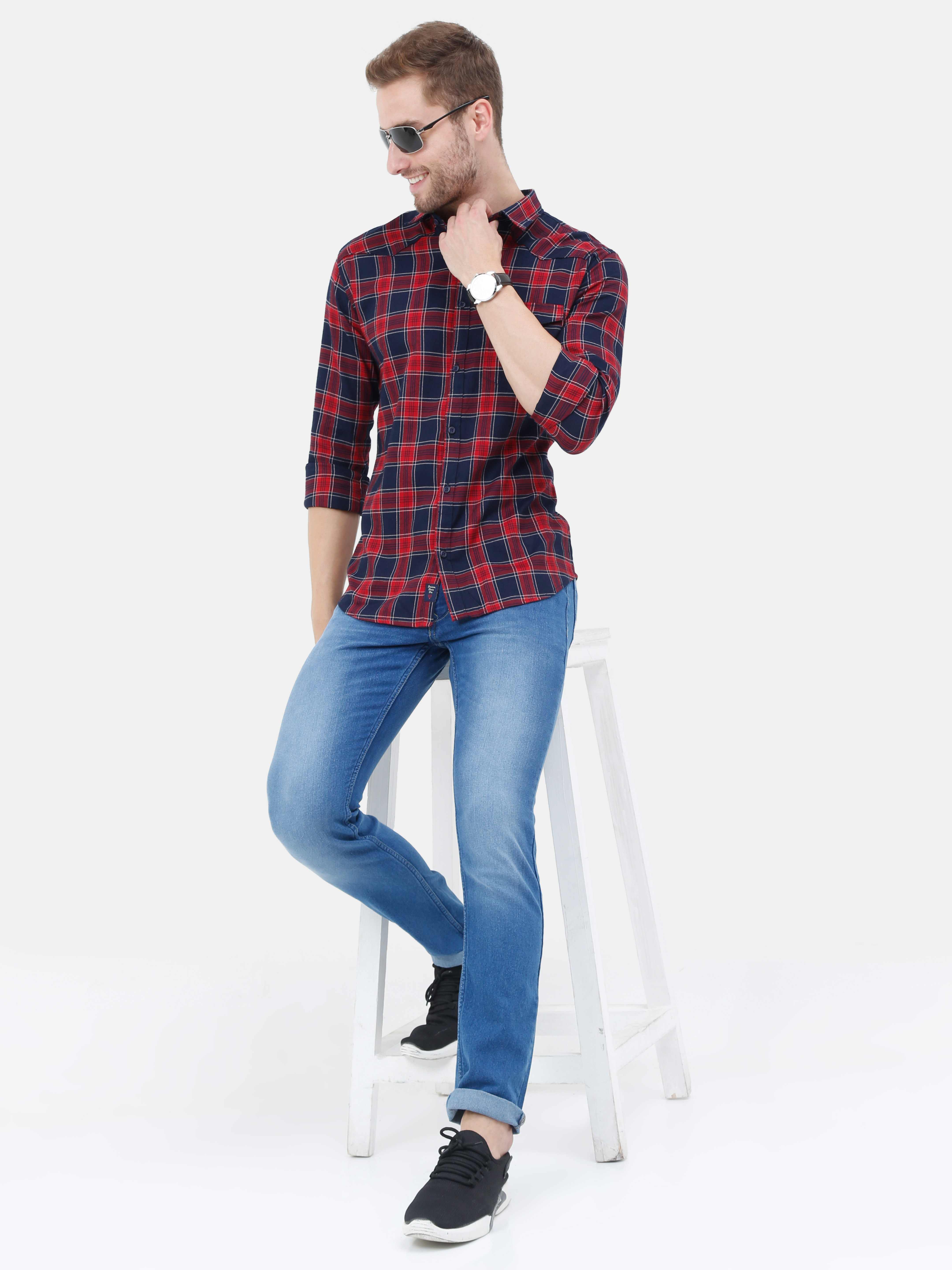 Indigo & Red Check Shirt